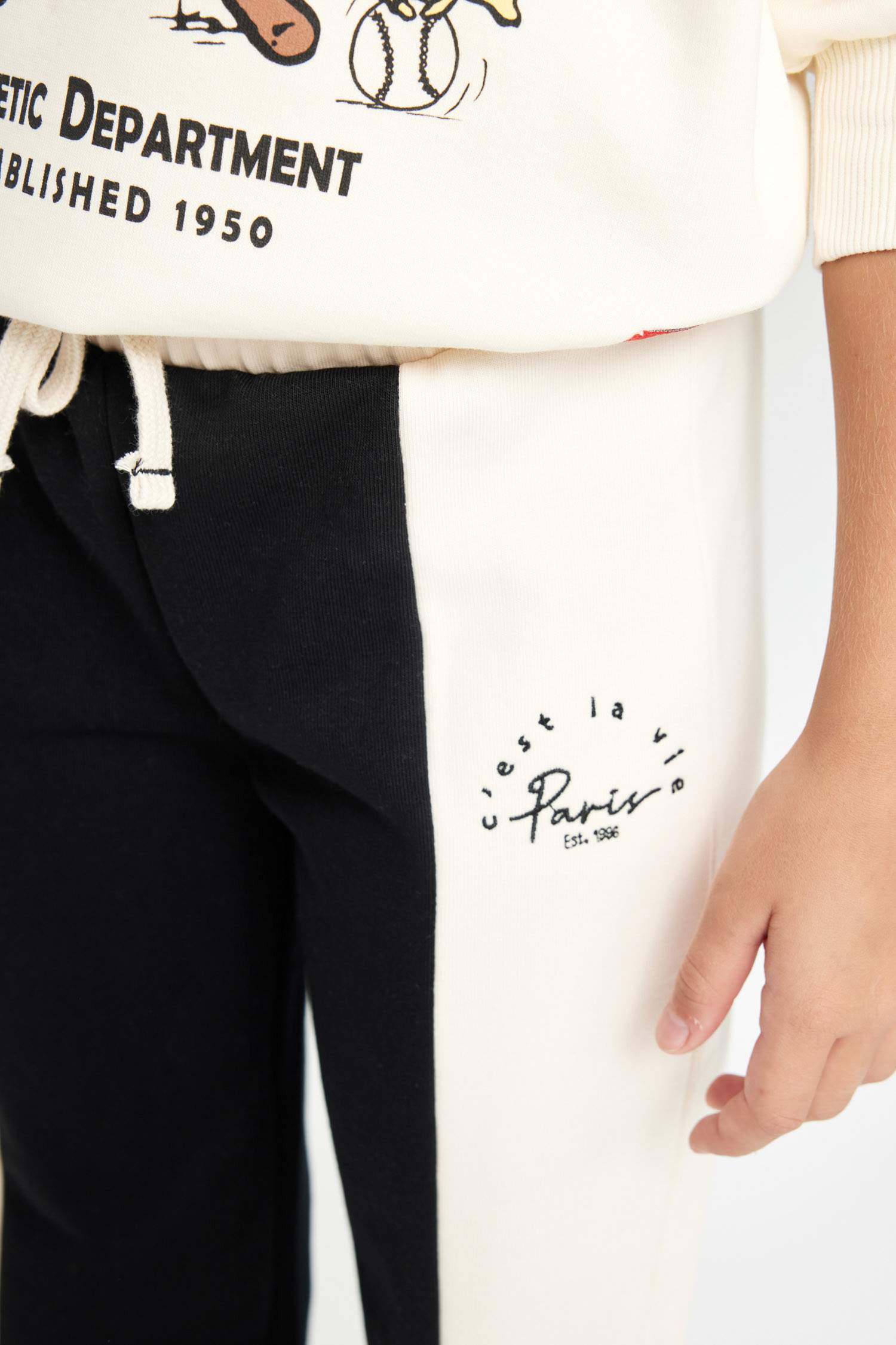 Kız Çocuk Renk Bloklu Beli Paçası Lastikli Jogger Eşofman Altı