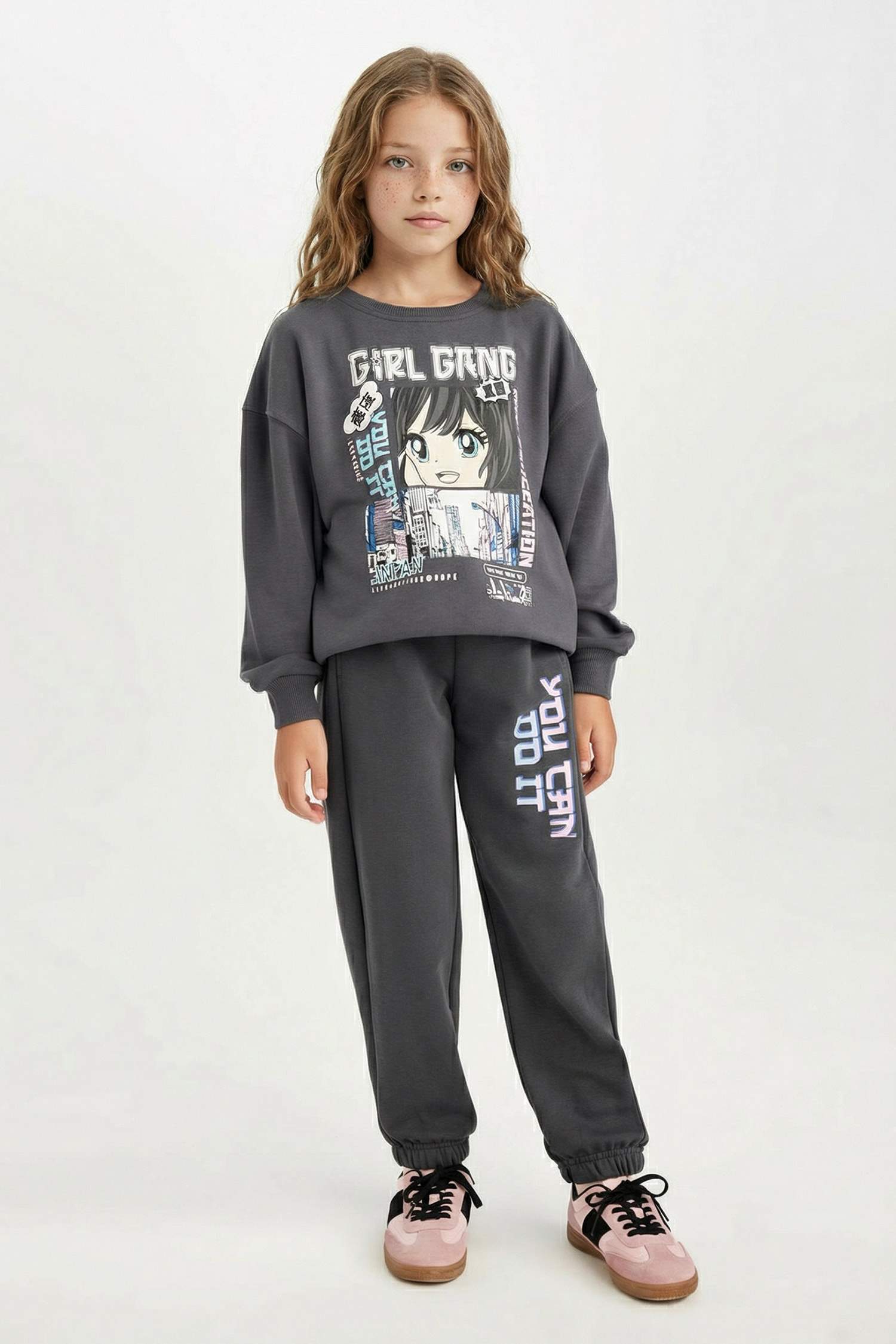 Girl Printed Elastic Waist Pocket Jogger Sweatpants