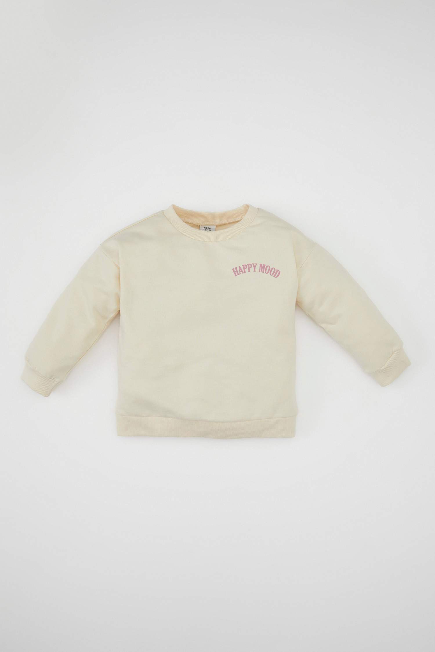 Kız Bebek Bisiklet Yaka Yazı Baskılı Sweatshirt