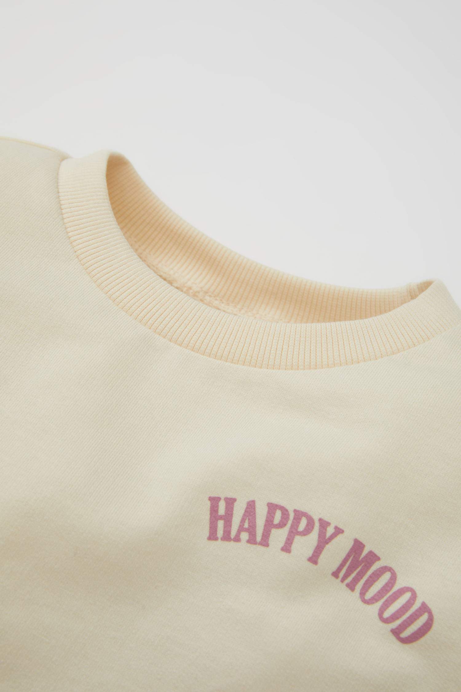 Kız Bebek Bisiklet Yaka Yazı Baskılı Sweatshirt