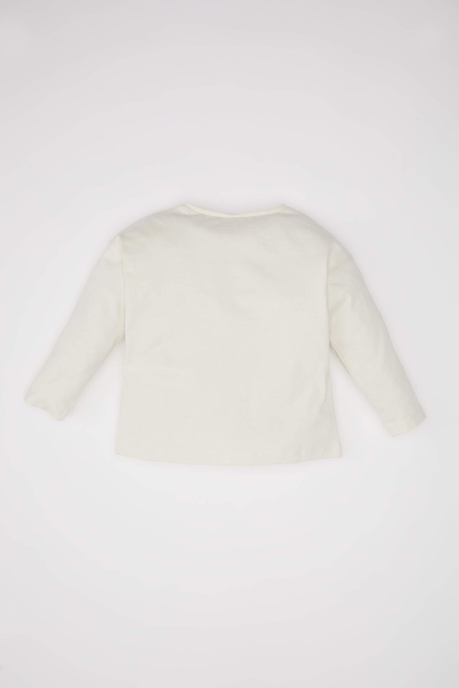 Kız Bebek Bisiklet Yaka Basic Düz Uzun Kollu Tişört