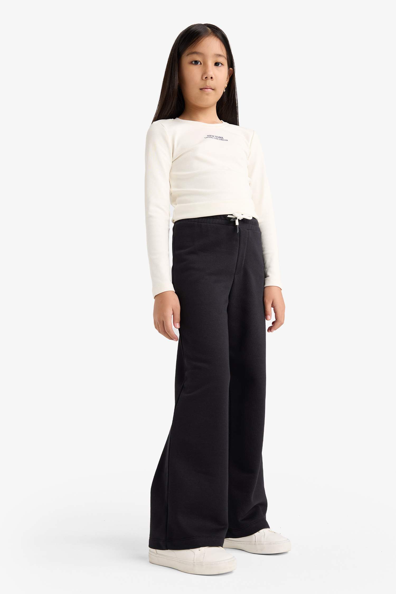 Girl Black Wide Leg Basic Sweatpants