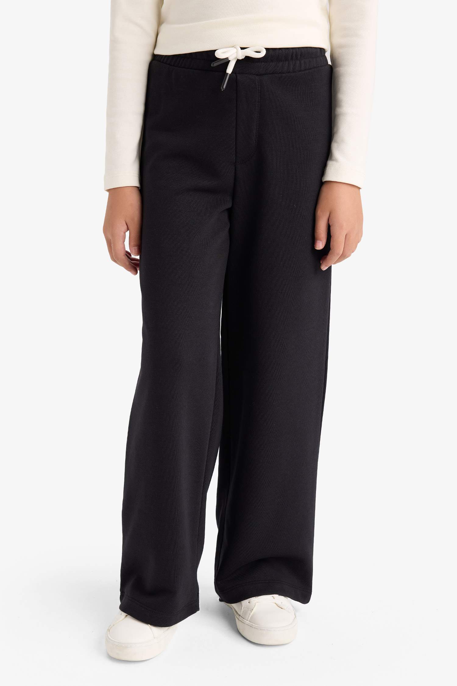 Girl Black Wide Leg Basic Sweatpants