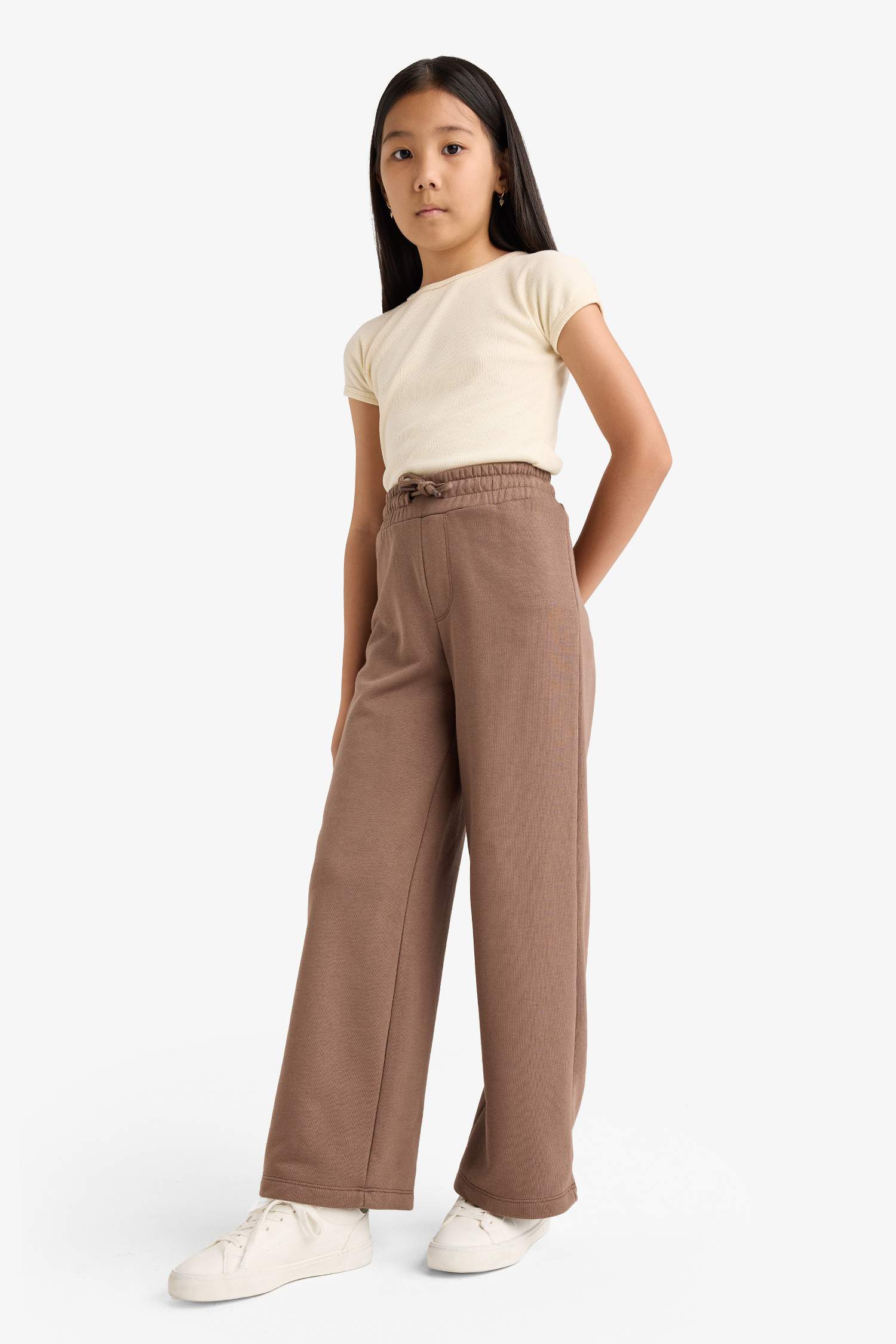 Kız Çocuk Wide Leg Beli Lastikli Geniş Paça Eşofman Altı