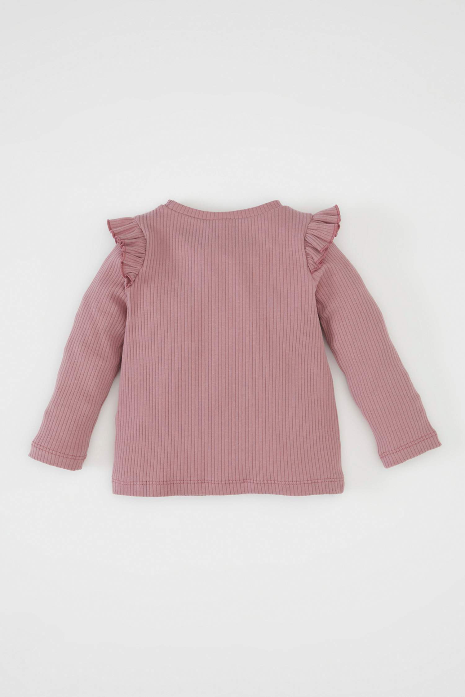 Kız Bebek Bisiklet Yaka Çiçekli Fitilli Fırfırlı Kaşkorse Uzun Kollu Tişört