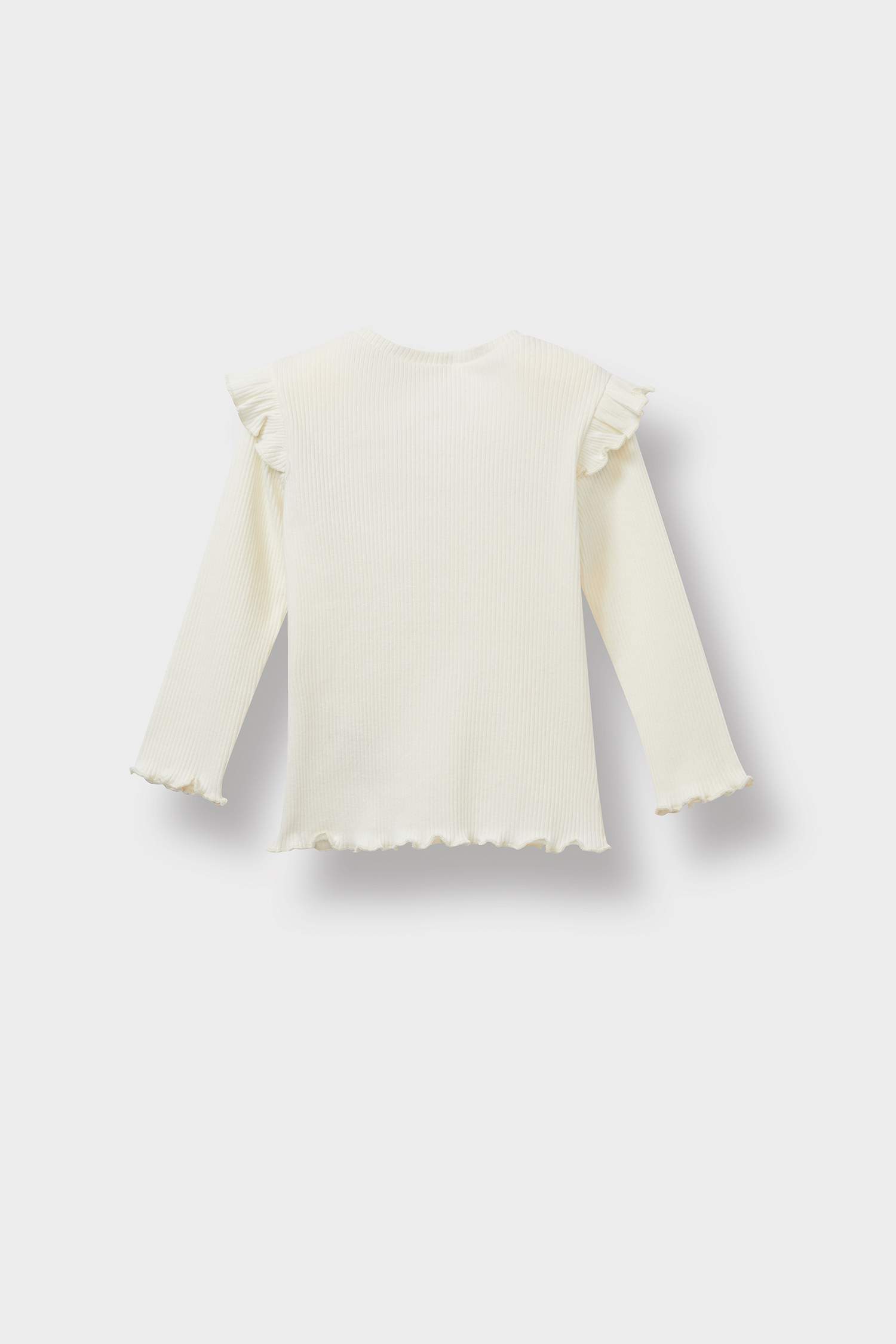 Kız Bebek Bisiklet Yaka Çiçekli Fitilli Kaşkorse Uzun Kollu Okul Tişörtü