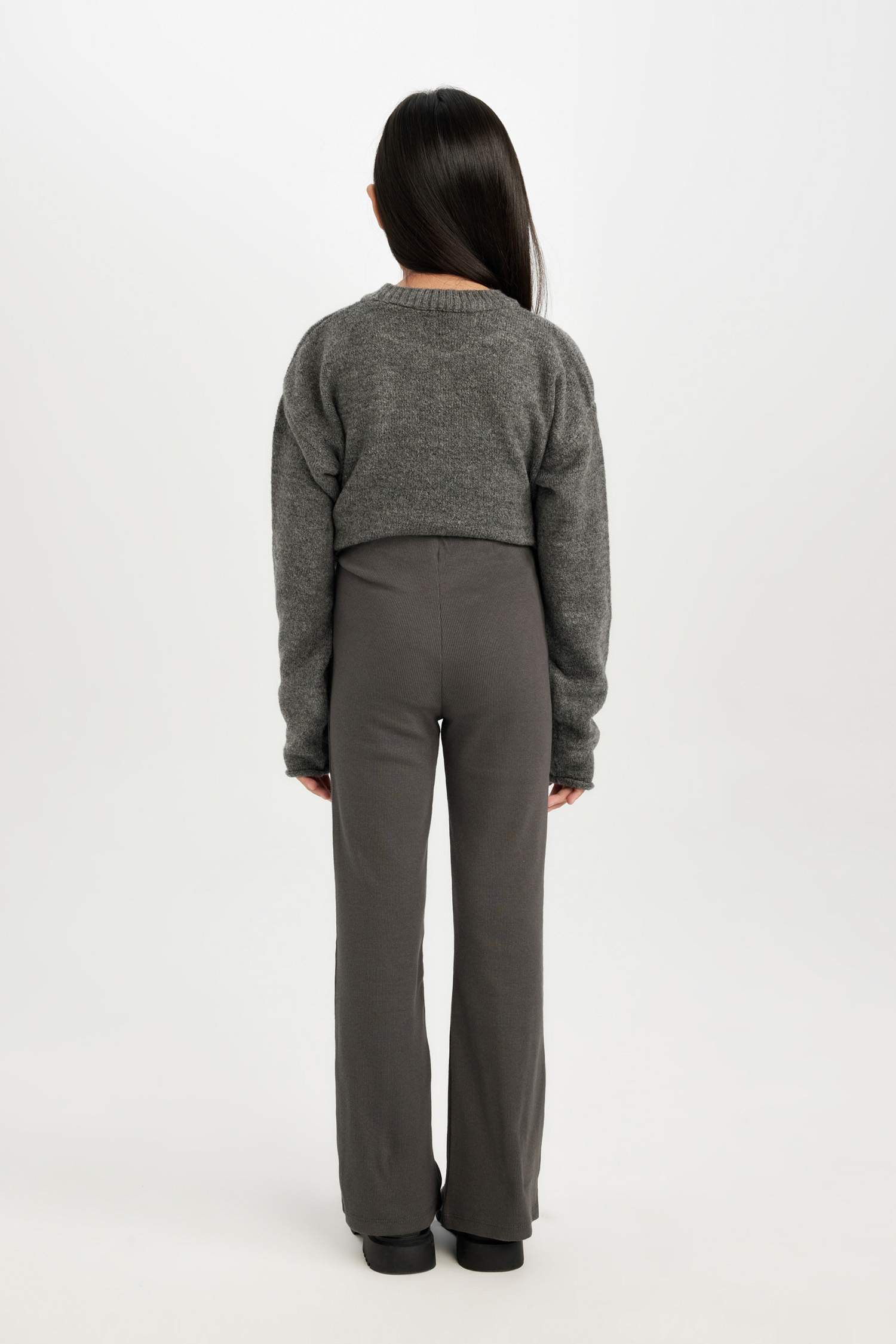 Kız Çocuk İspanyol Paça Yırtmaçlı Standart Boy Fitilli Kaşkorse Tayt