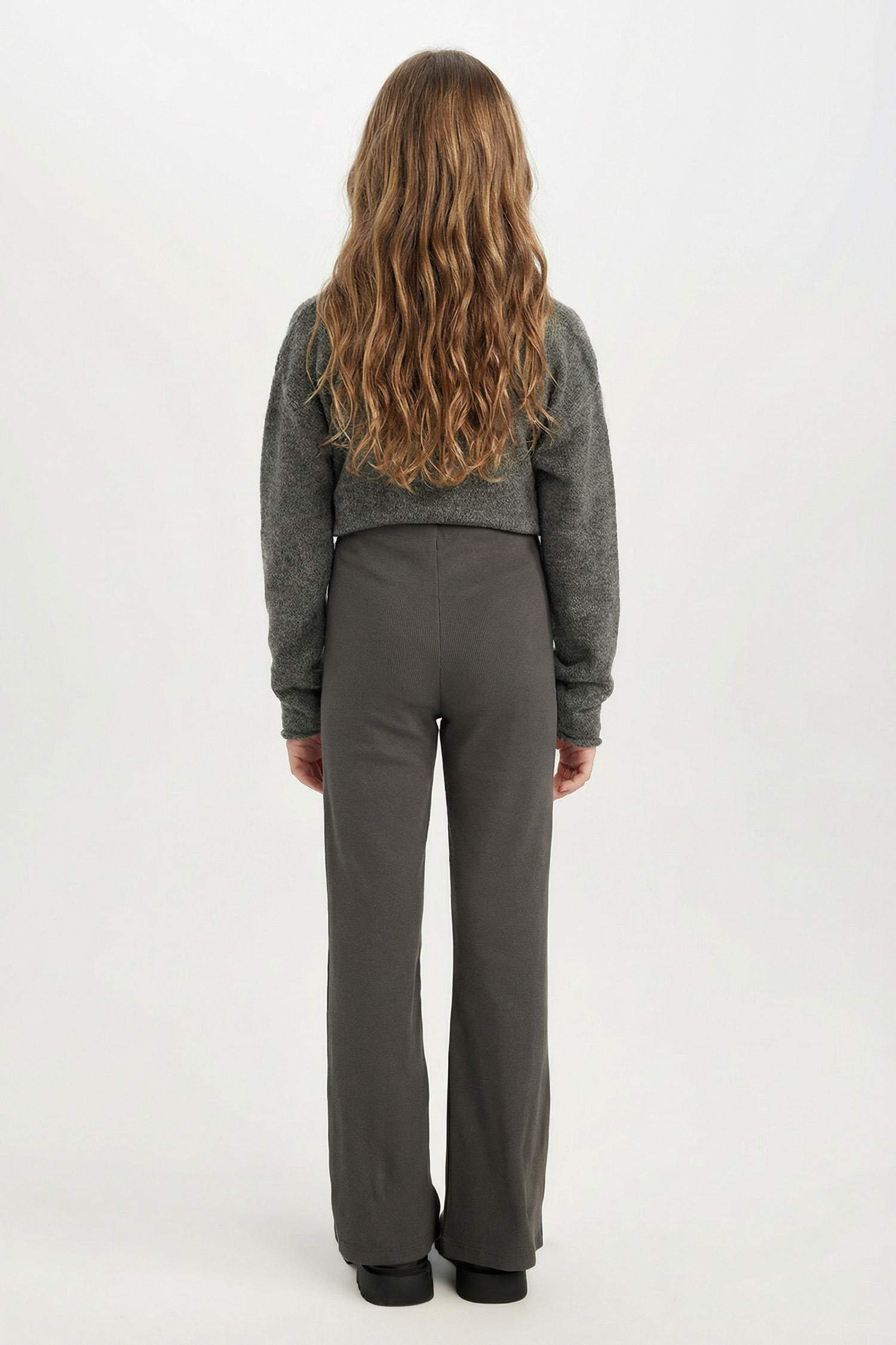 Kız Çocuk İspanyol Paça Yırtmaçlı Standart Boy Fitilli Kaşkorse Tayt