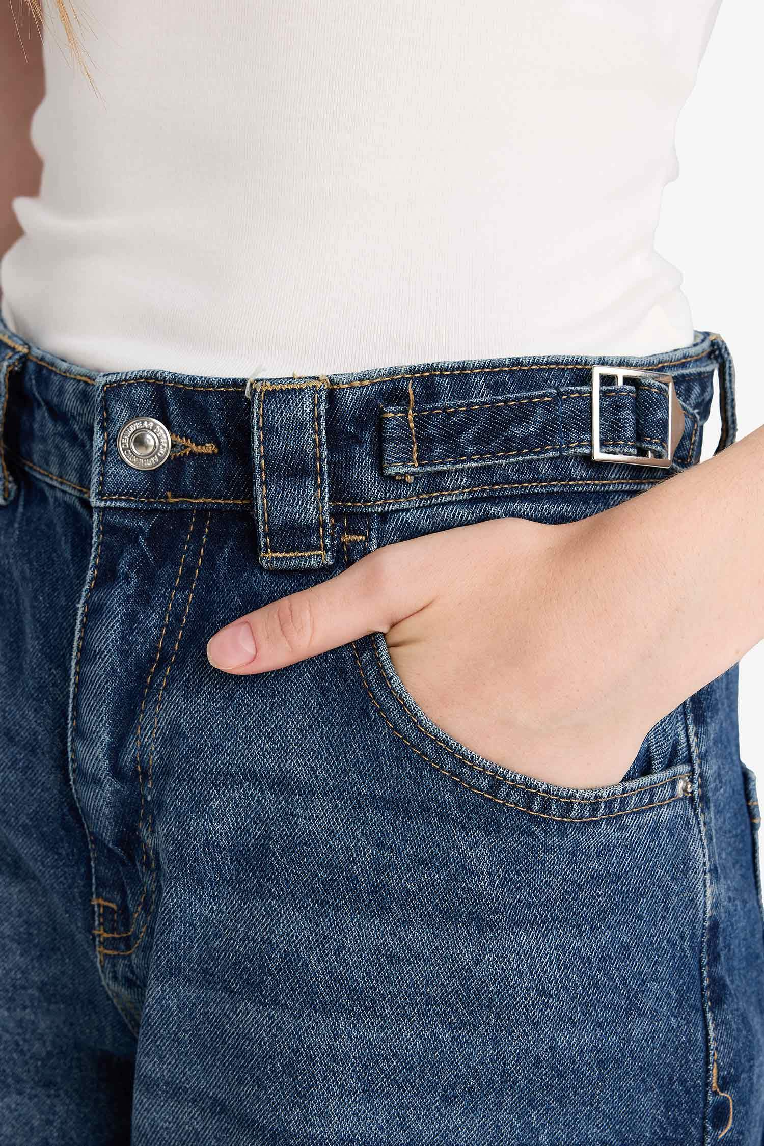 Baggy Fit High Waist Long Washed Jeans