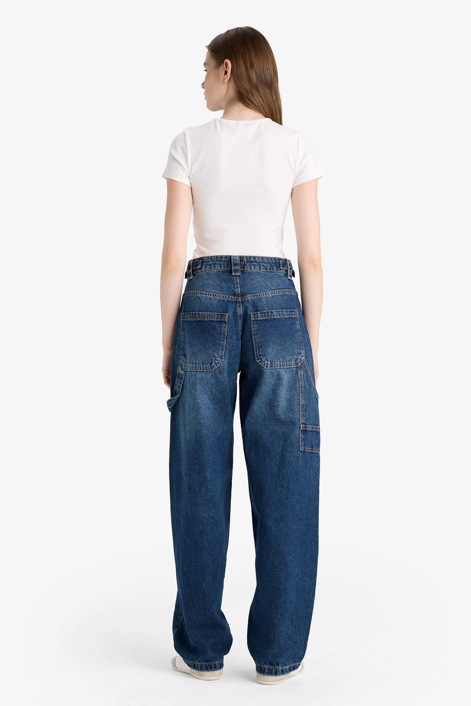 Baggy Fit High Waist Long Washed Jeans
