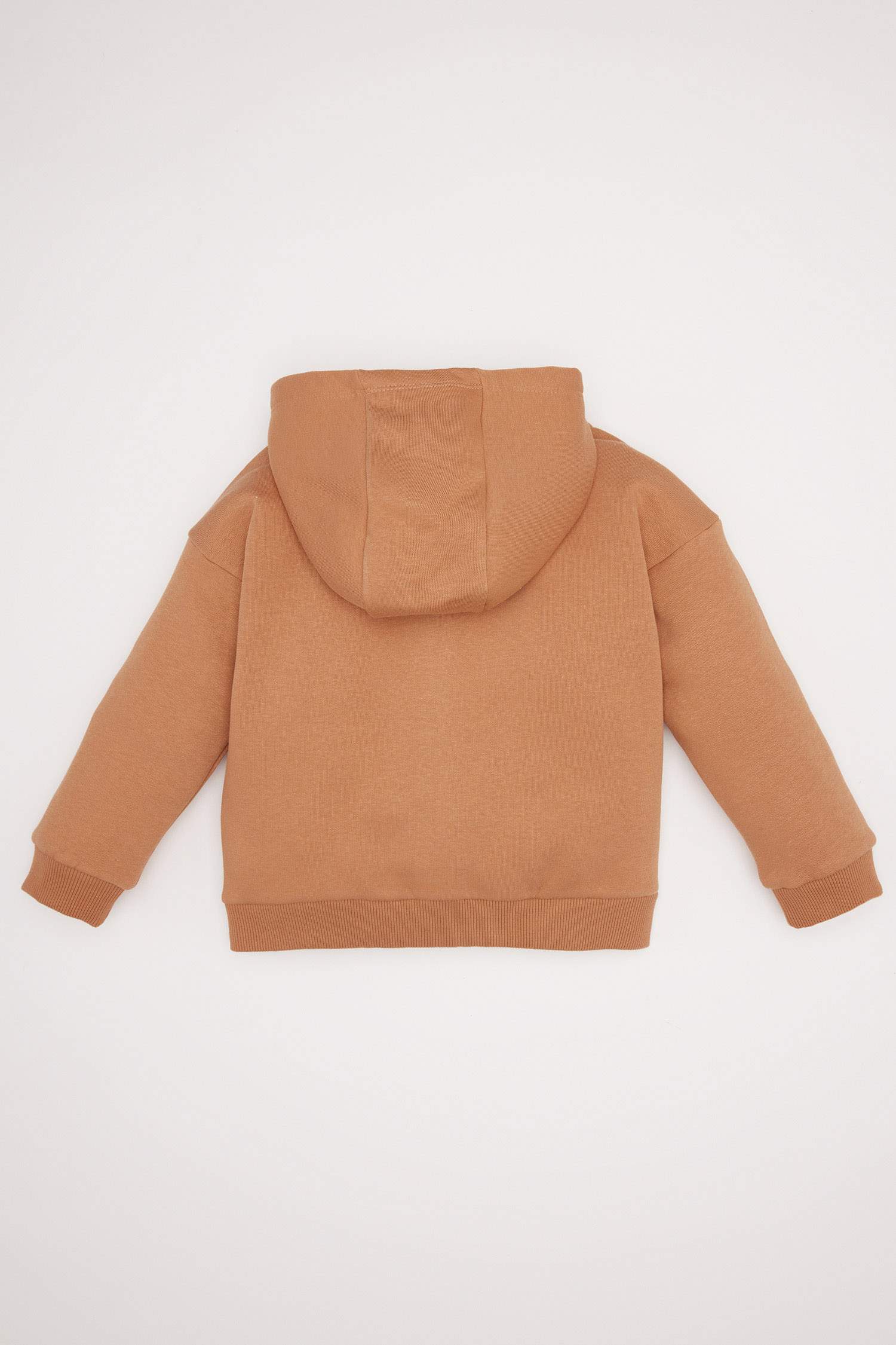 Kız Bebek Kapüşonlu Basic Düz İçi Yumuşak Tüylü Fermuarlı Sweatshirt
