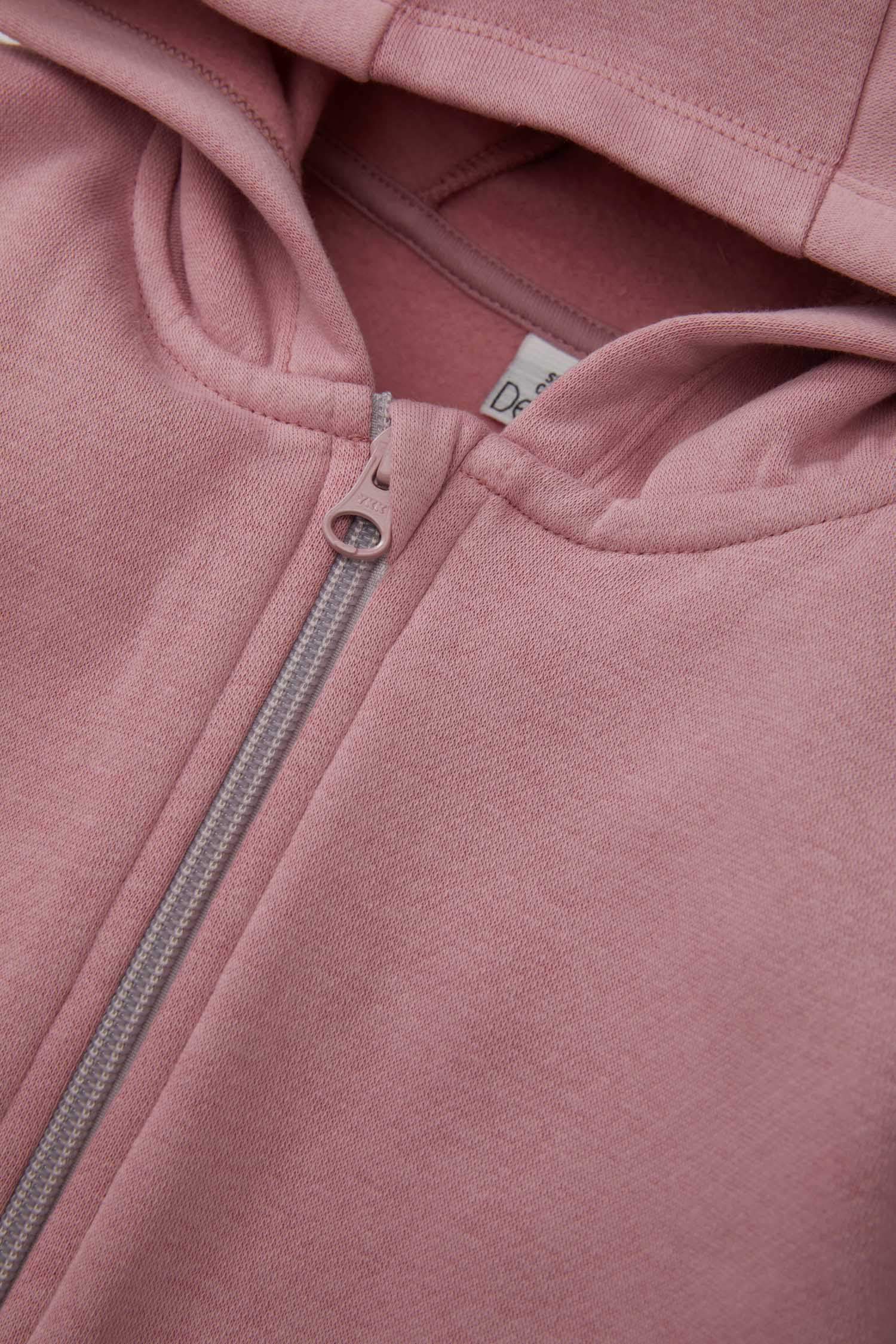 Kız Bebek Kapüşonlu Basic Düz İçi Yumuşak Tüylü Fermuarlı Sweatshirt