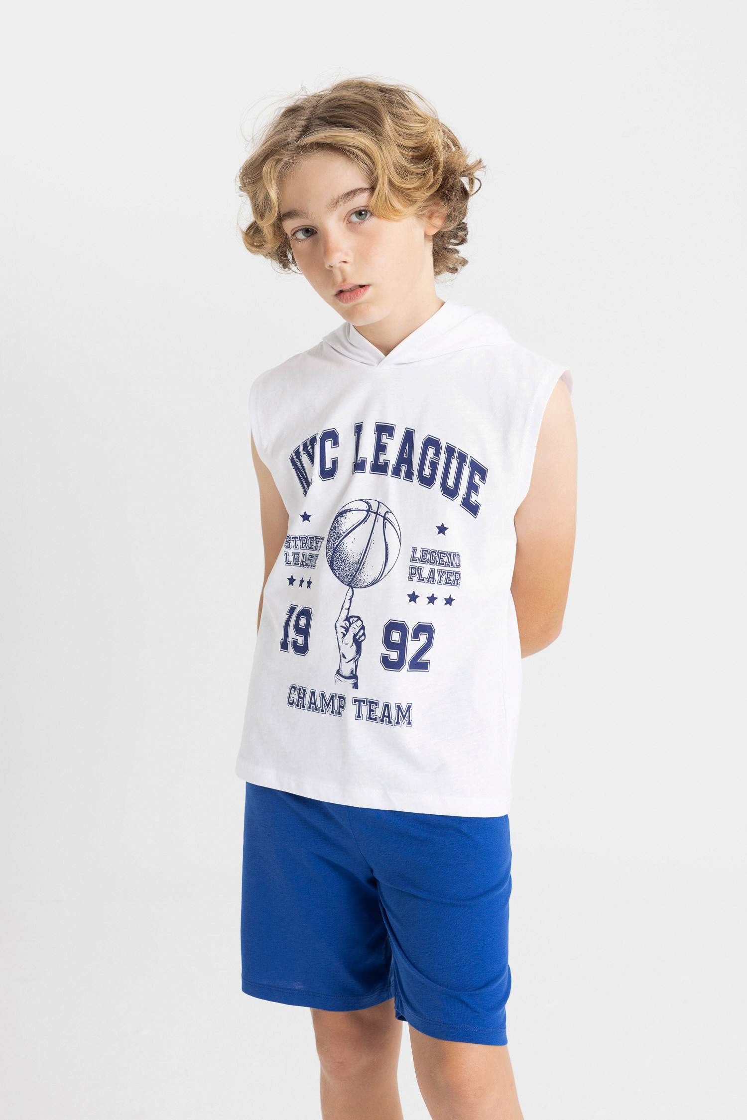 Boy Printed Hooded Sleeveless T-Shirt