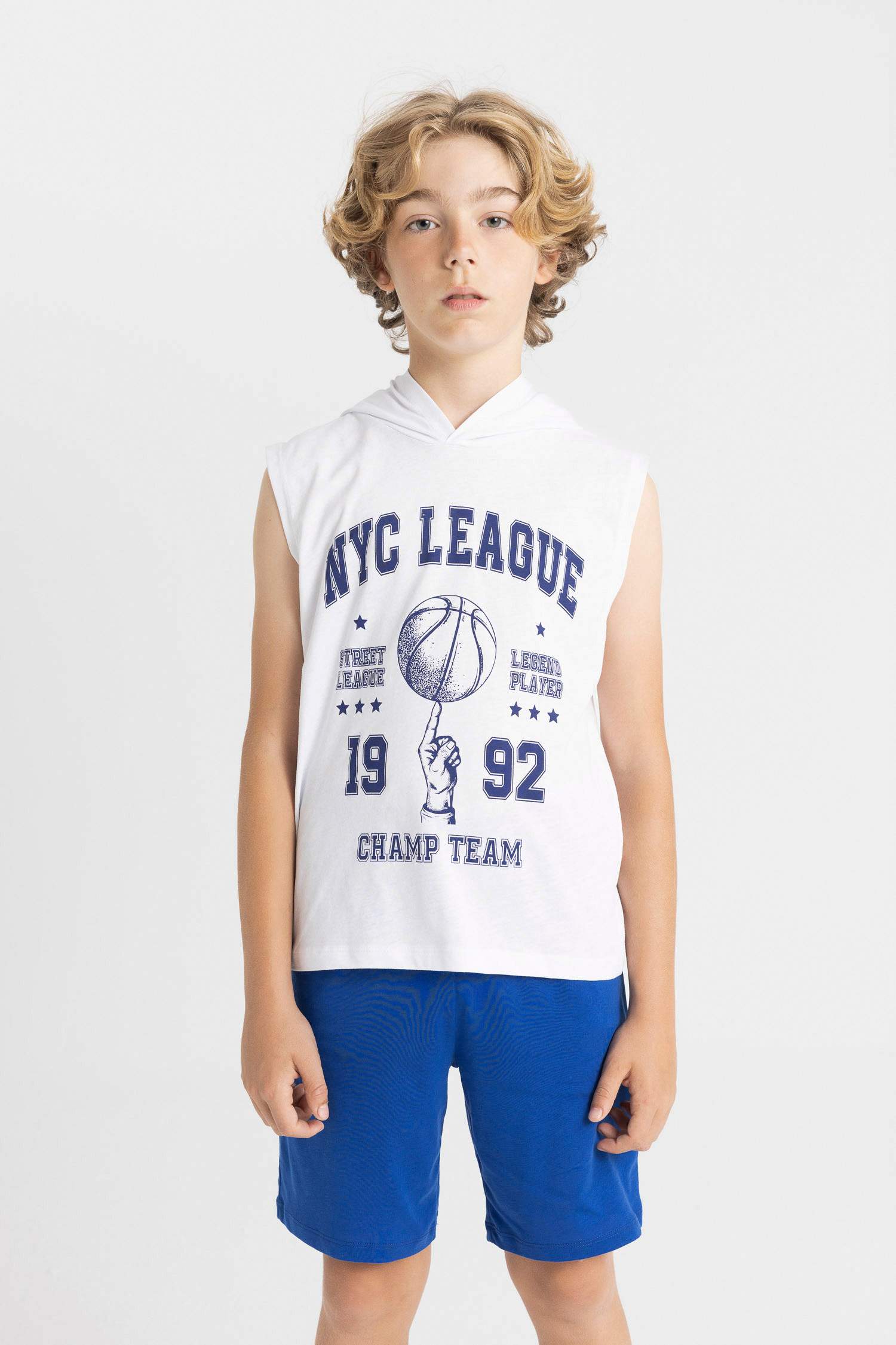 Boy Printed Hooded Sleeveless T-Shirt