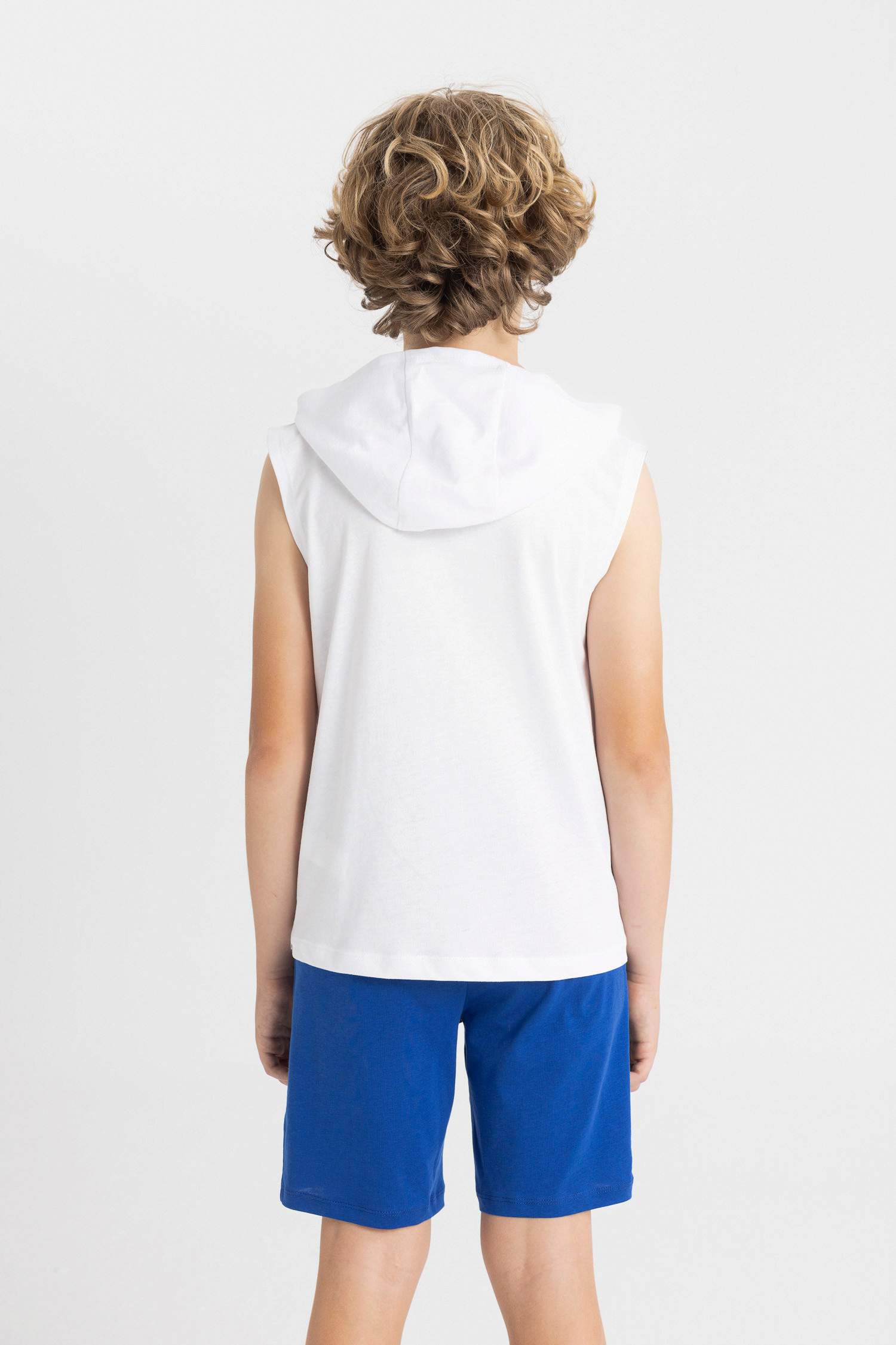 Boy Printed Hooded Sleeveless T-Shirt