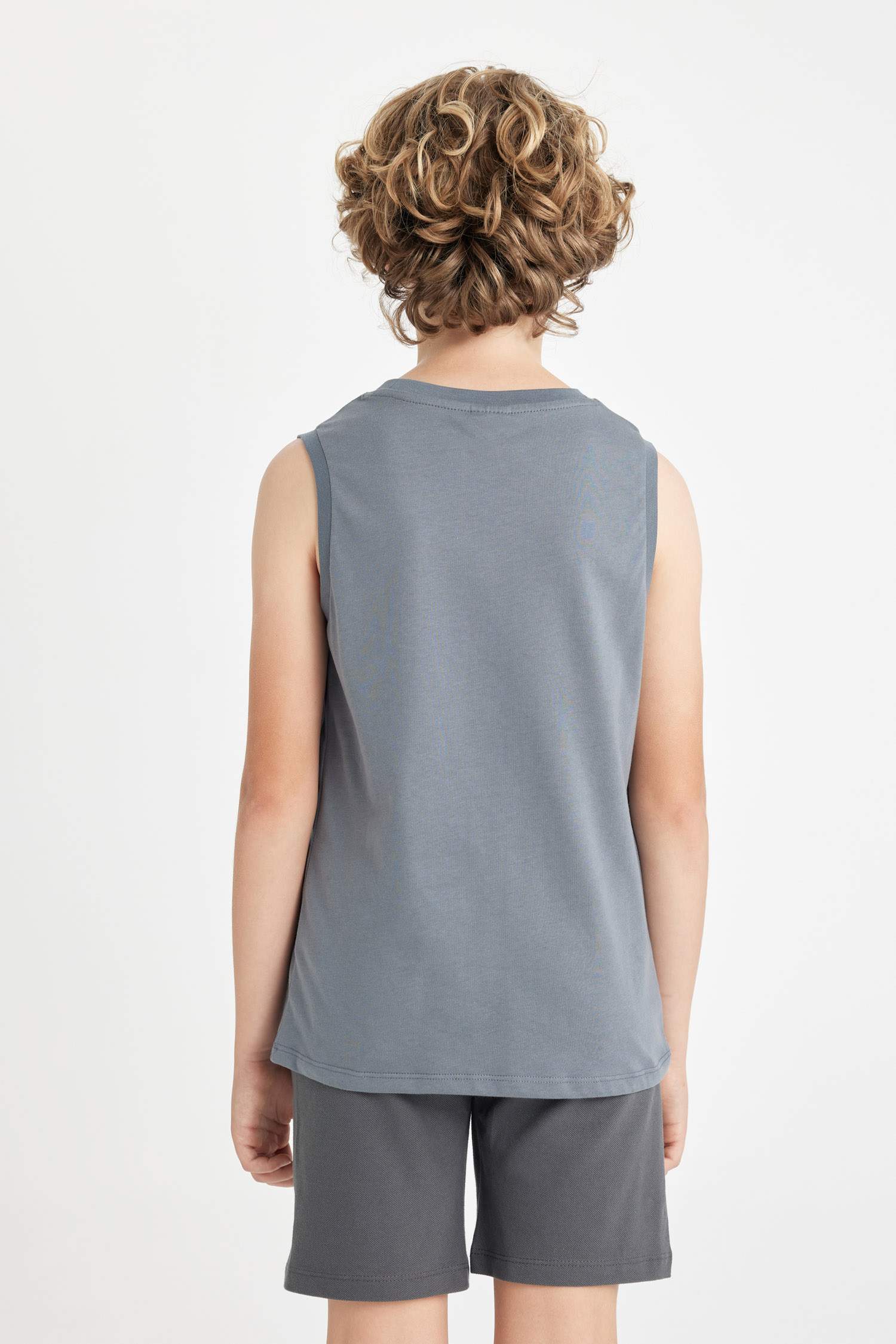 Boy Crew Neck Tiger Printed Sleeveless T-Shirt