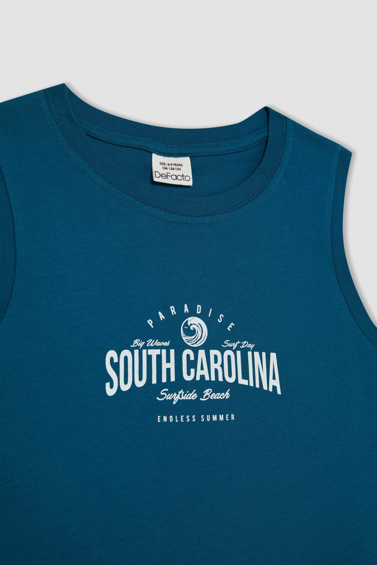 تيشيرت كت ولادي بطبعة وياخة مستديرة