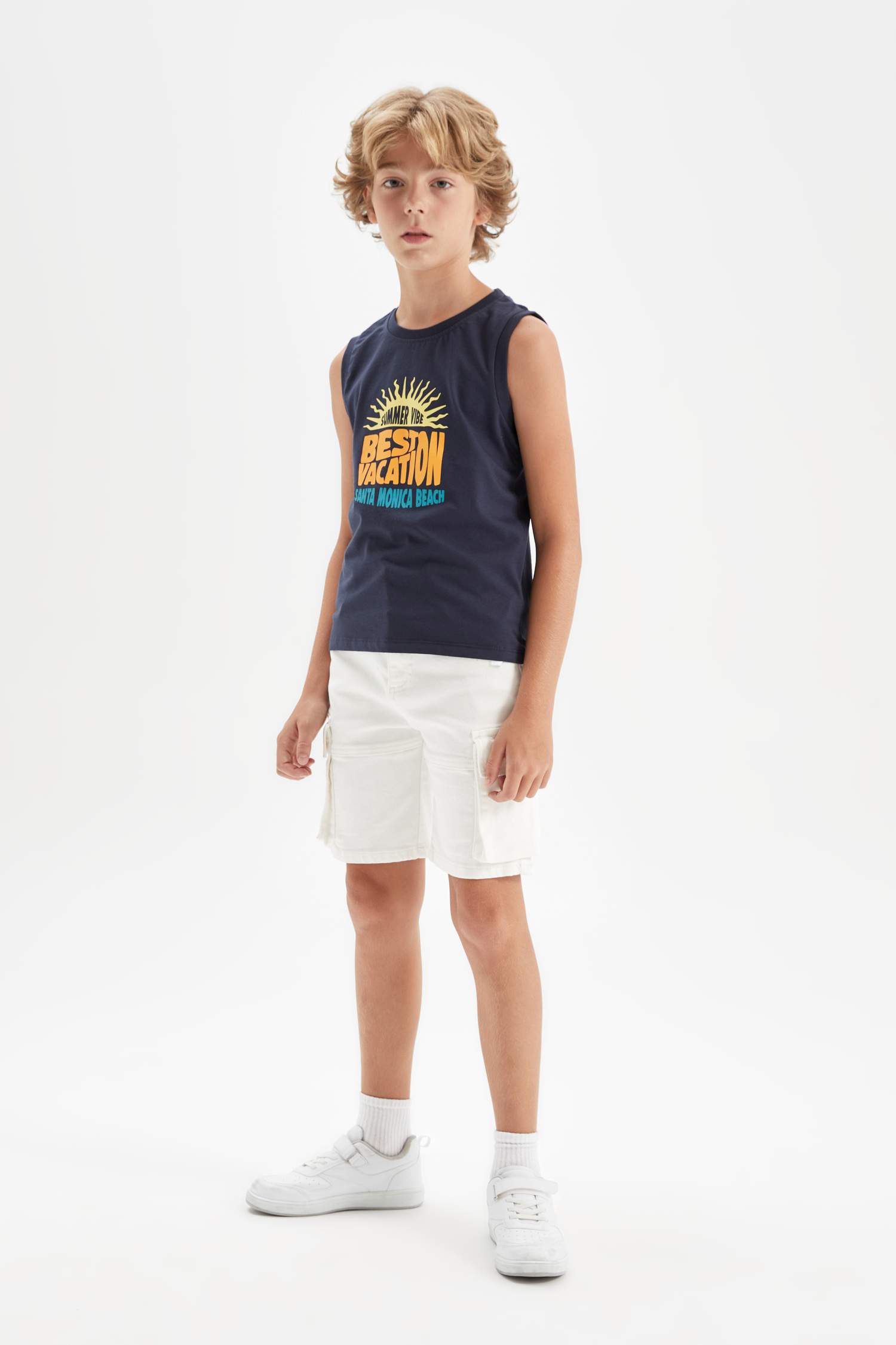 Erkek Çocuk Bisiklet Yaka Baskılı Atlet