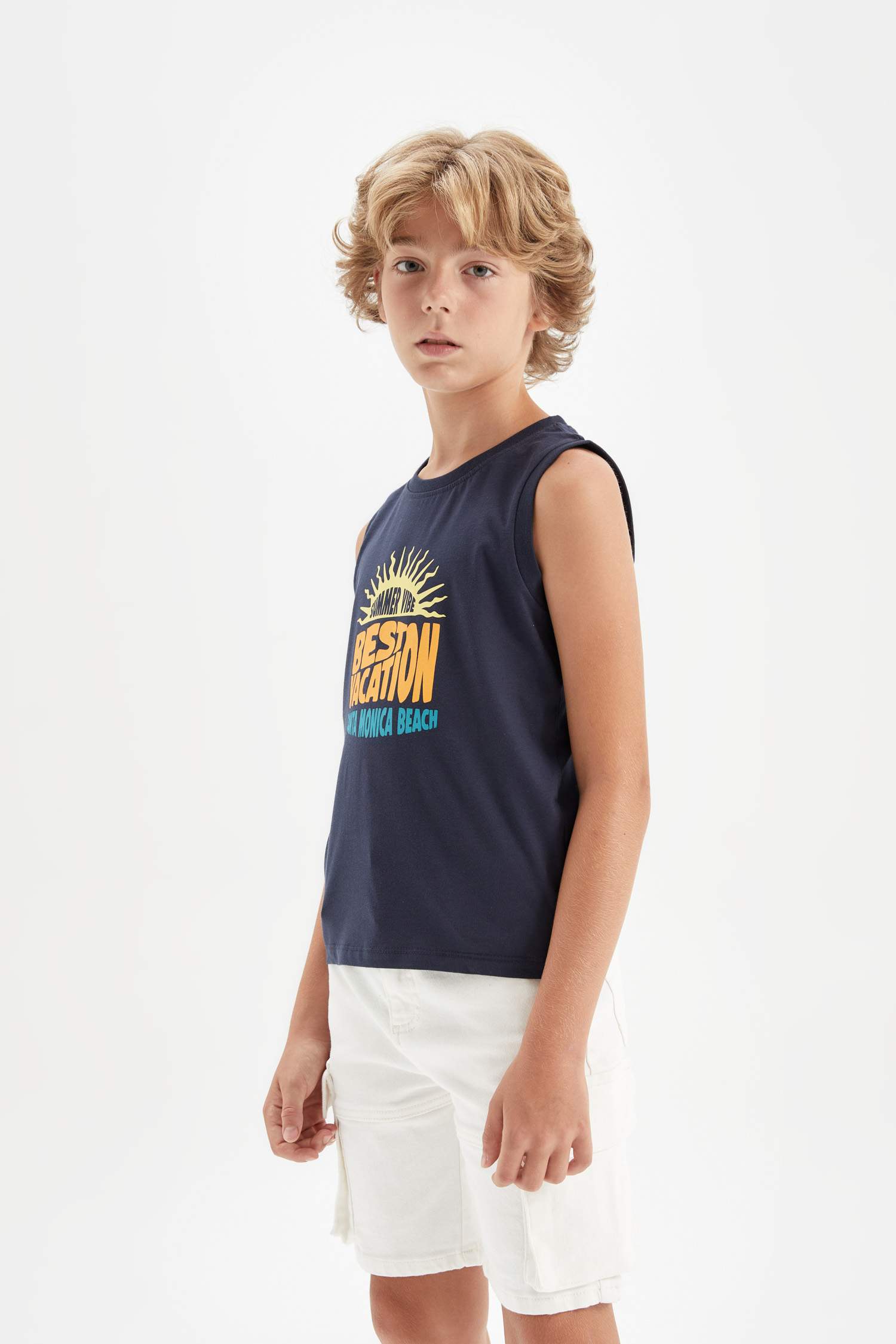 Erkek Çocuk Bisiklet Yaka Baskılı Atlet