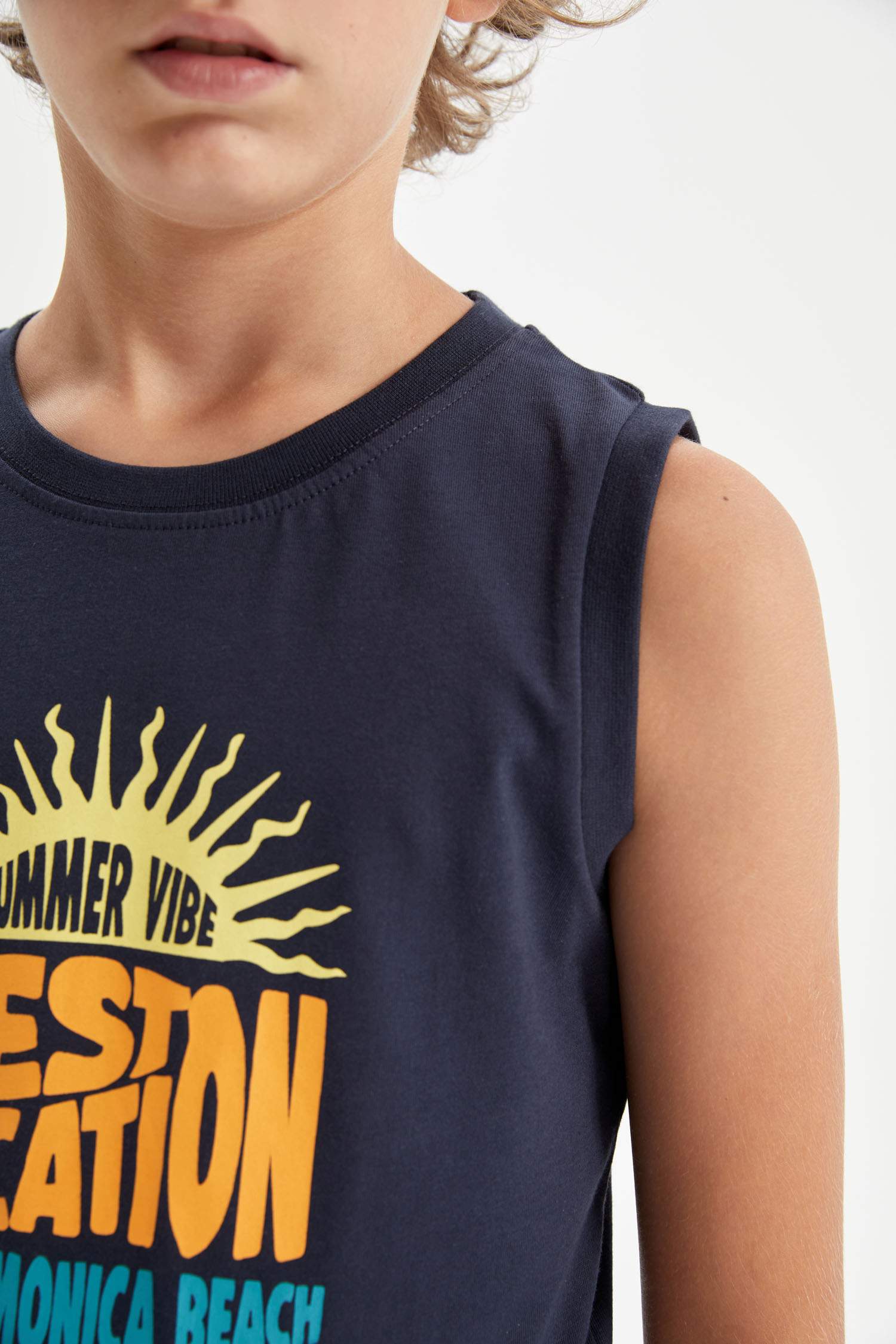 Erkek Çocuk Bisiklet Yaka Baskılı Atlet