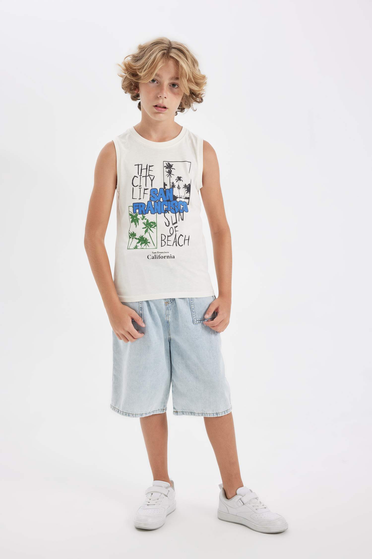 Boy Crew Neck Printed Sleeveless T-Shirt