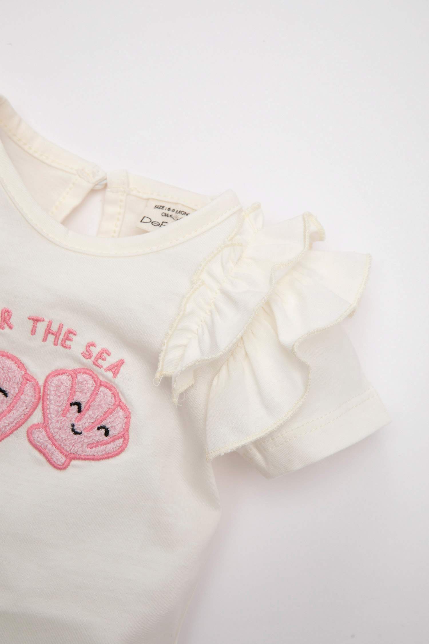 Kız Bebek 3'lü Takım Baskılı Müslin Kumaş Kısa Kollu Çıtçıtlı Body Şort Şapka