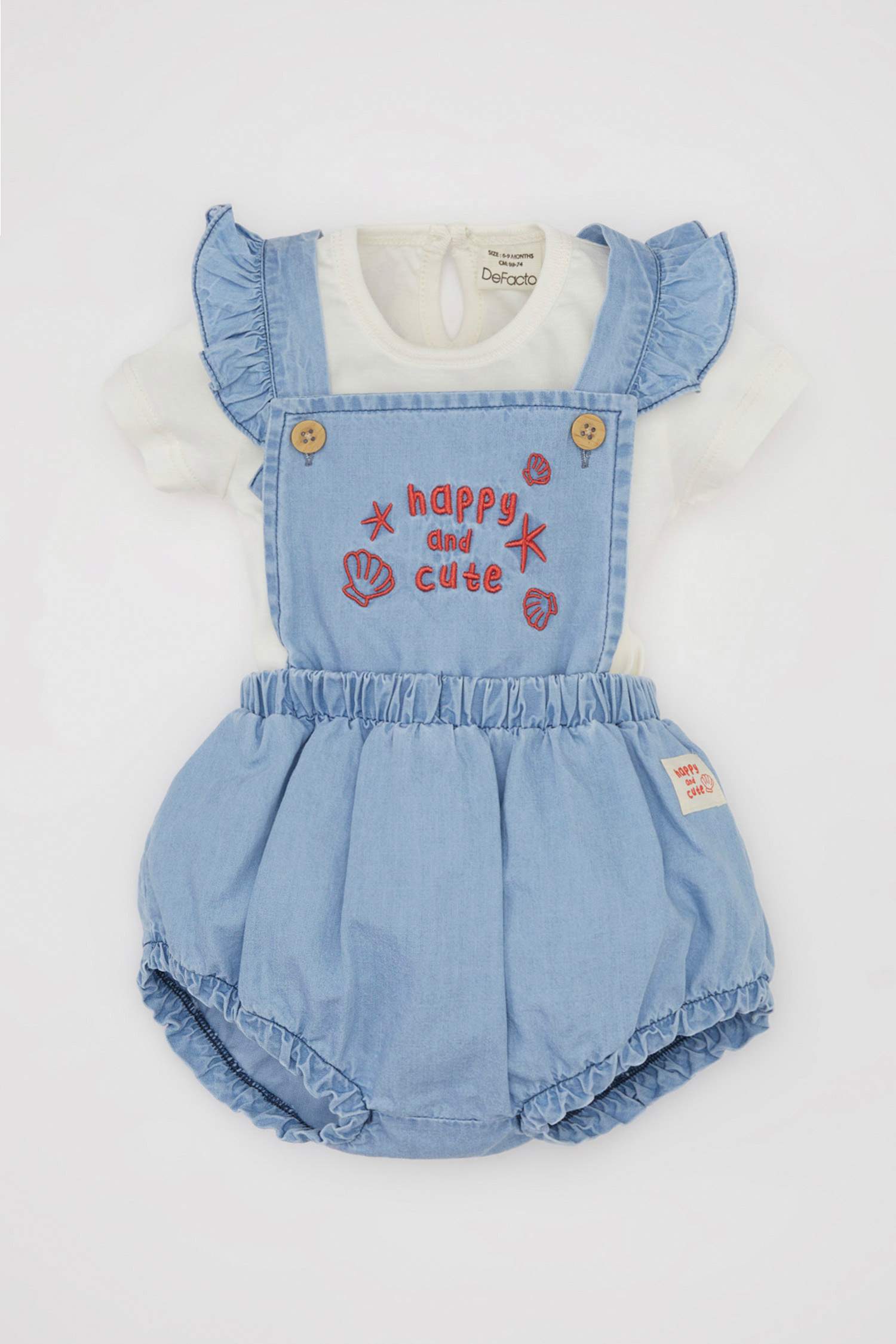 Baby Girl Short Sleeve T-Shirt Denim Jumpsuit 2 Piece Set