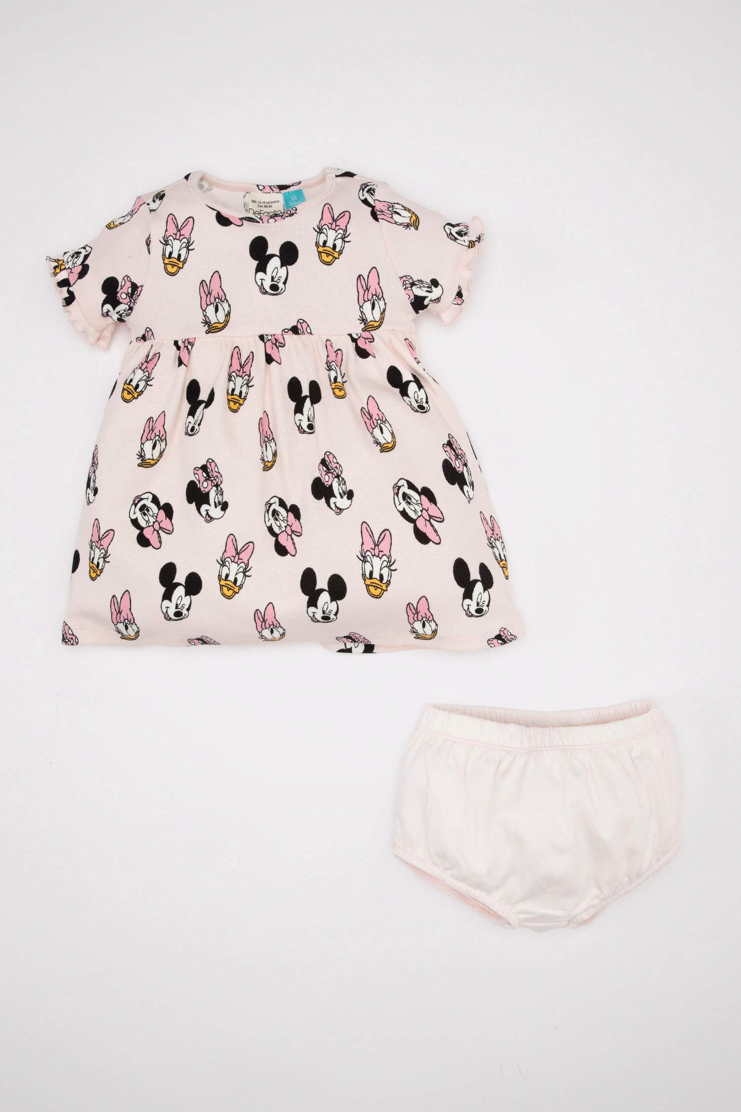 Ensemble de Robe imprimée Mickey & Minnie à manches courtes et culotte pour bébé fille