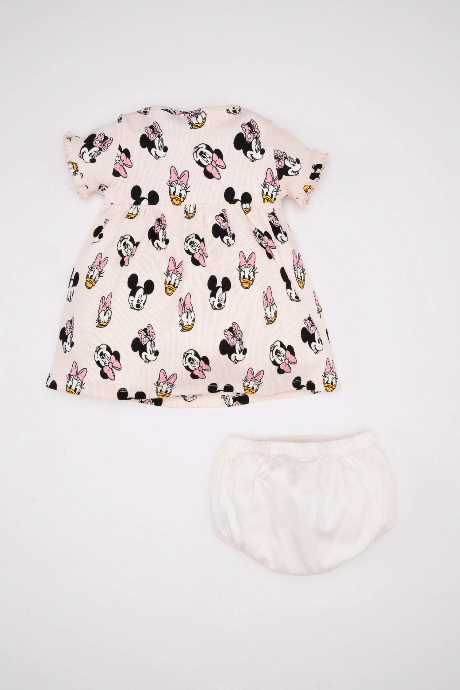 Ensemble de Robe imprimée Mickey & Minnie à manches courtes et culotte pour bébé fille