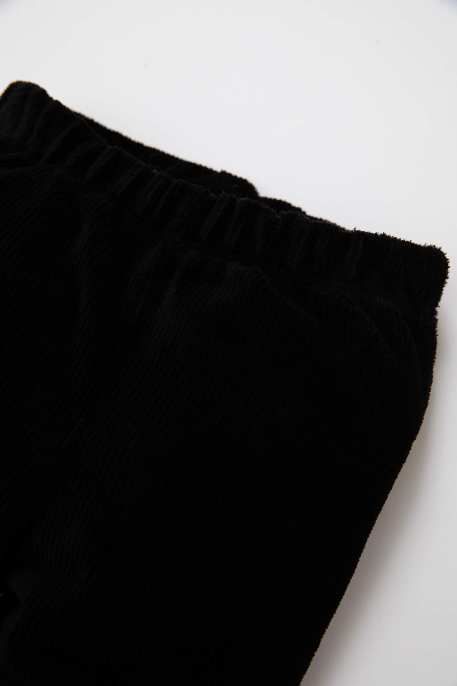 Kız Bebek İspanyol Paça Fitilli Beli Lastikli Uzun Boy Basic Düz Siyah Kadife Tayt