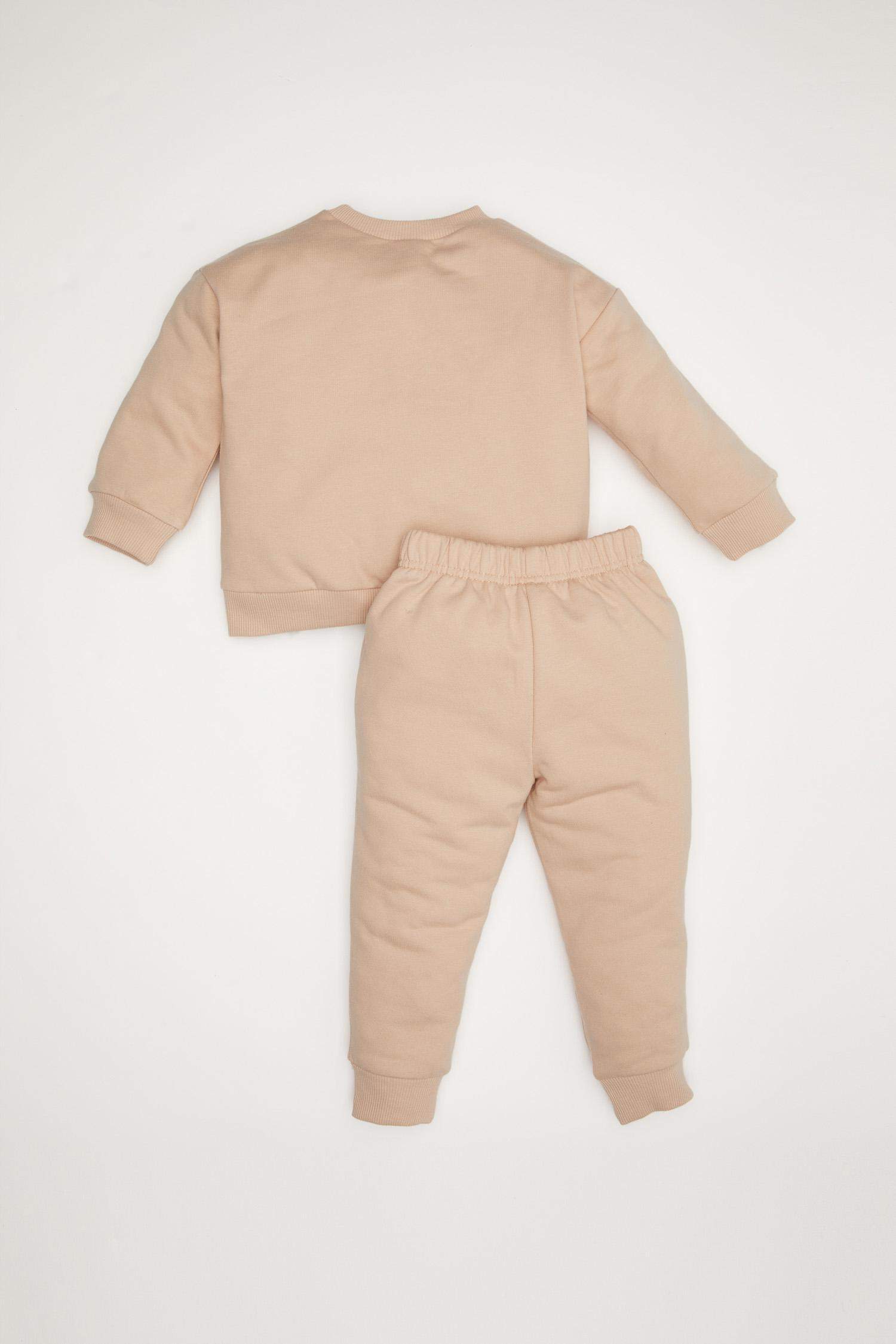 Kız Bebek 2'li Takım Baskılı Sweatshirt Beli Lastikli Eşofman Altı