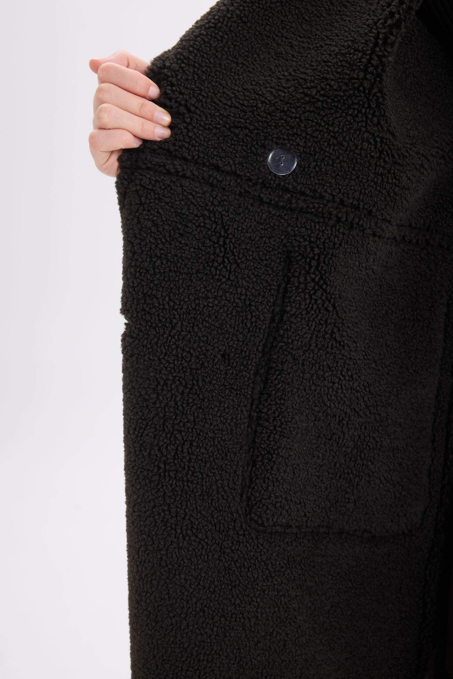 Regular Fit Smokin Yaka Suni Deri Düğmeli Cepli Pelüş Astar Parka