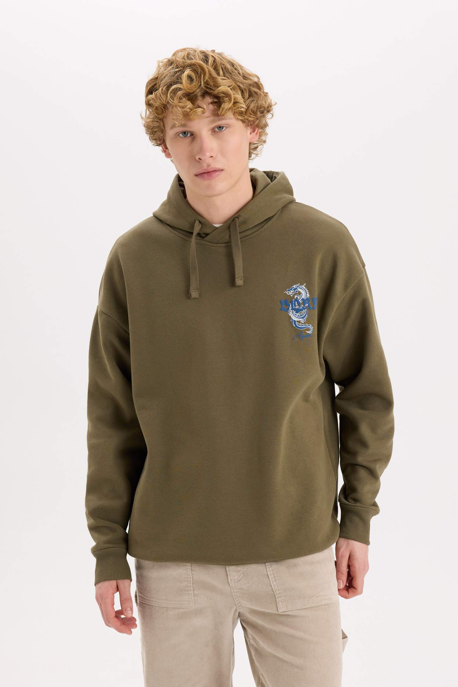 Boxy Fit Kapüşonlu Sırt Baskılı Sweatshirt