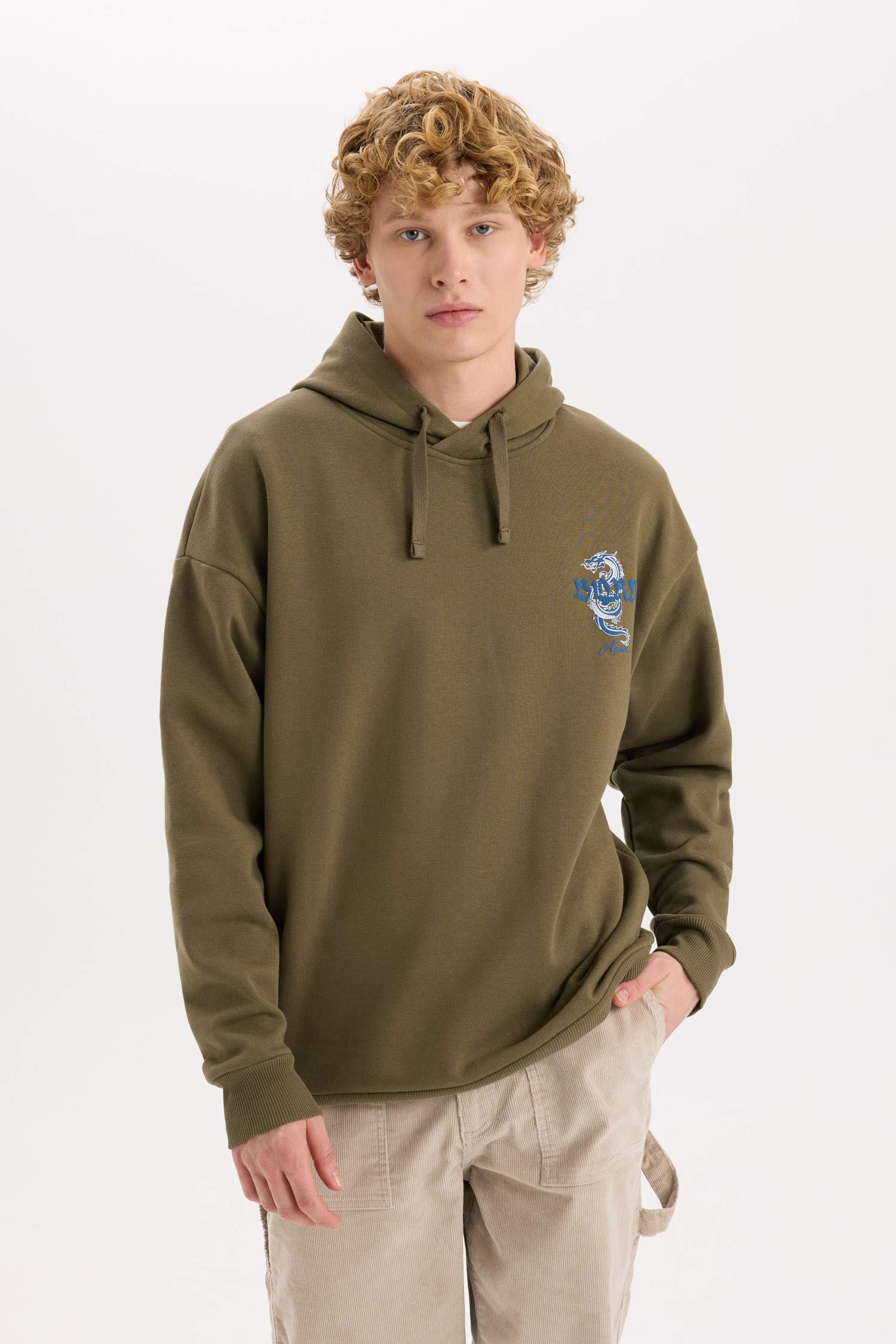 Boxy Fit Kapüşonlu Sırt Baskılı Sweatshirt