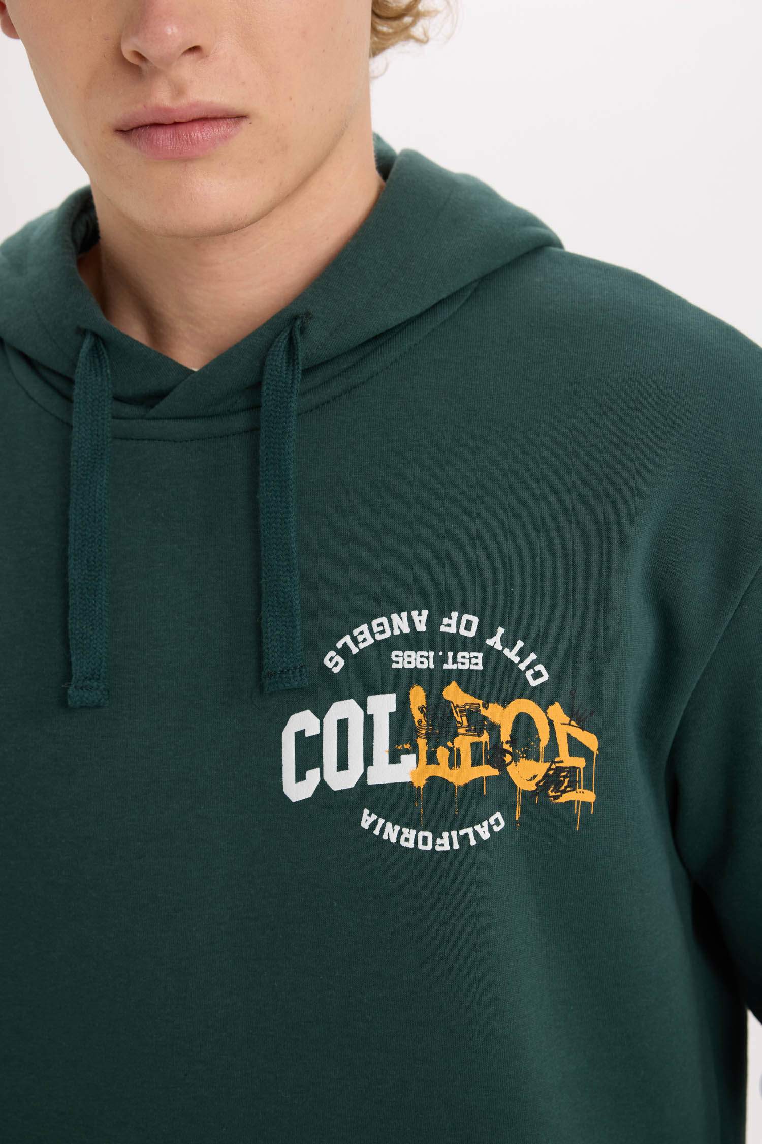 Boxy Fit Kapüşonlu Baskılı Sweatshirt