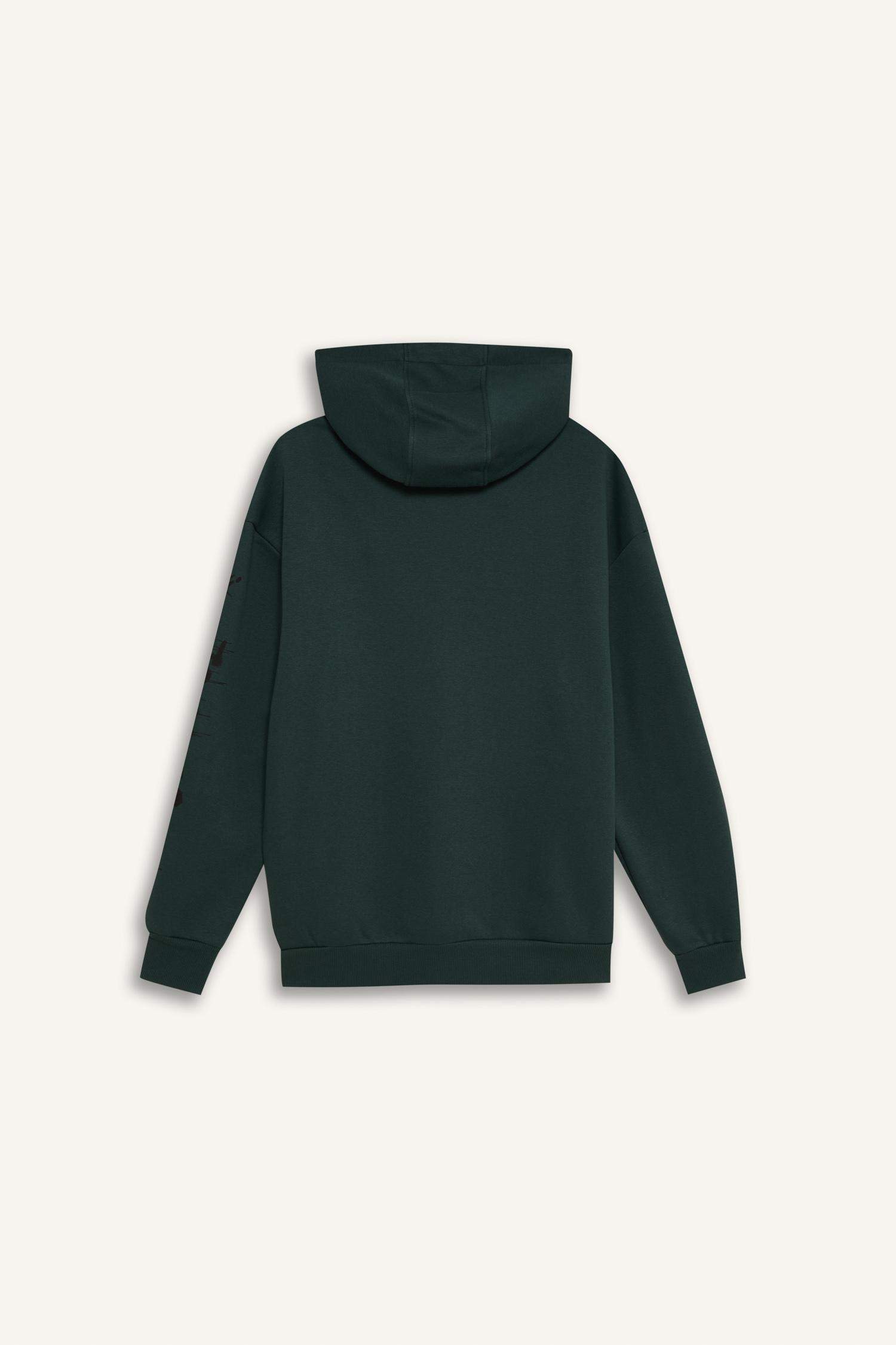 Boxy Fit Kapüşonlu Baskılı Sweatshirt