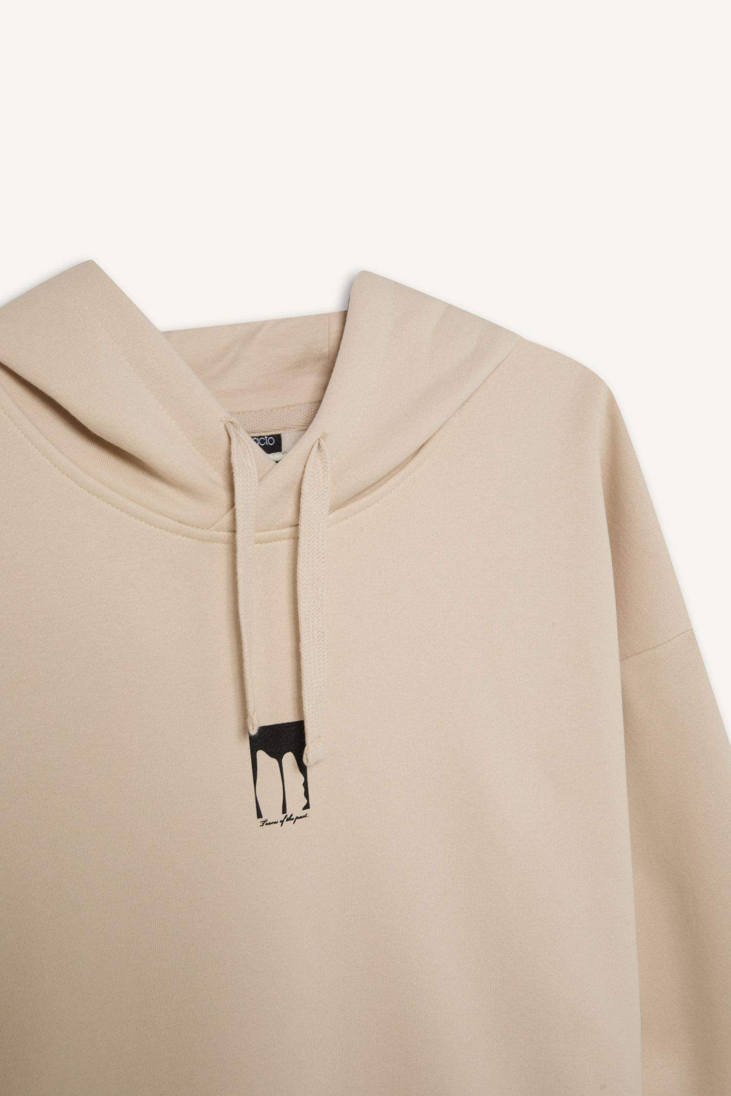 Oversize Geniş Kalıp Kapüşonlu Sırt Baskılı Sweatshirt