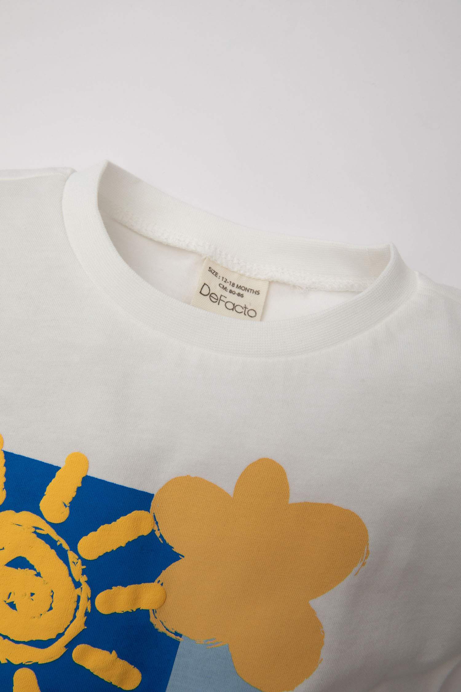 Kız Bebek Bisiklet Yaka Çiçekli Kısa Kollu Tişört