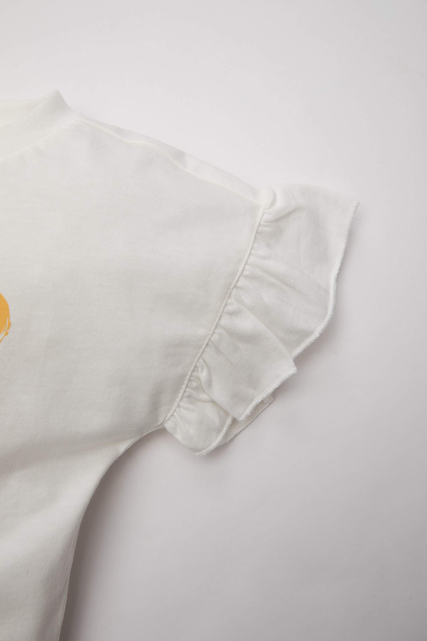 Kız Bebek Bisiklet Yaka Çiçekli Kısa Kollu Tişört