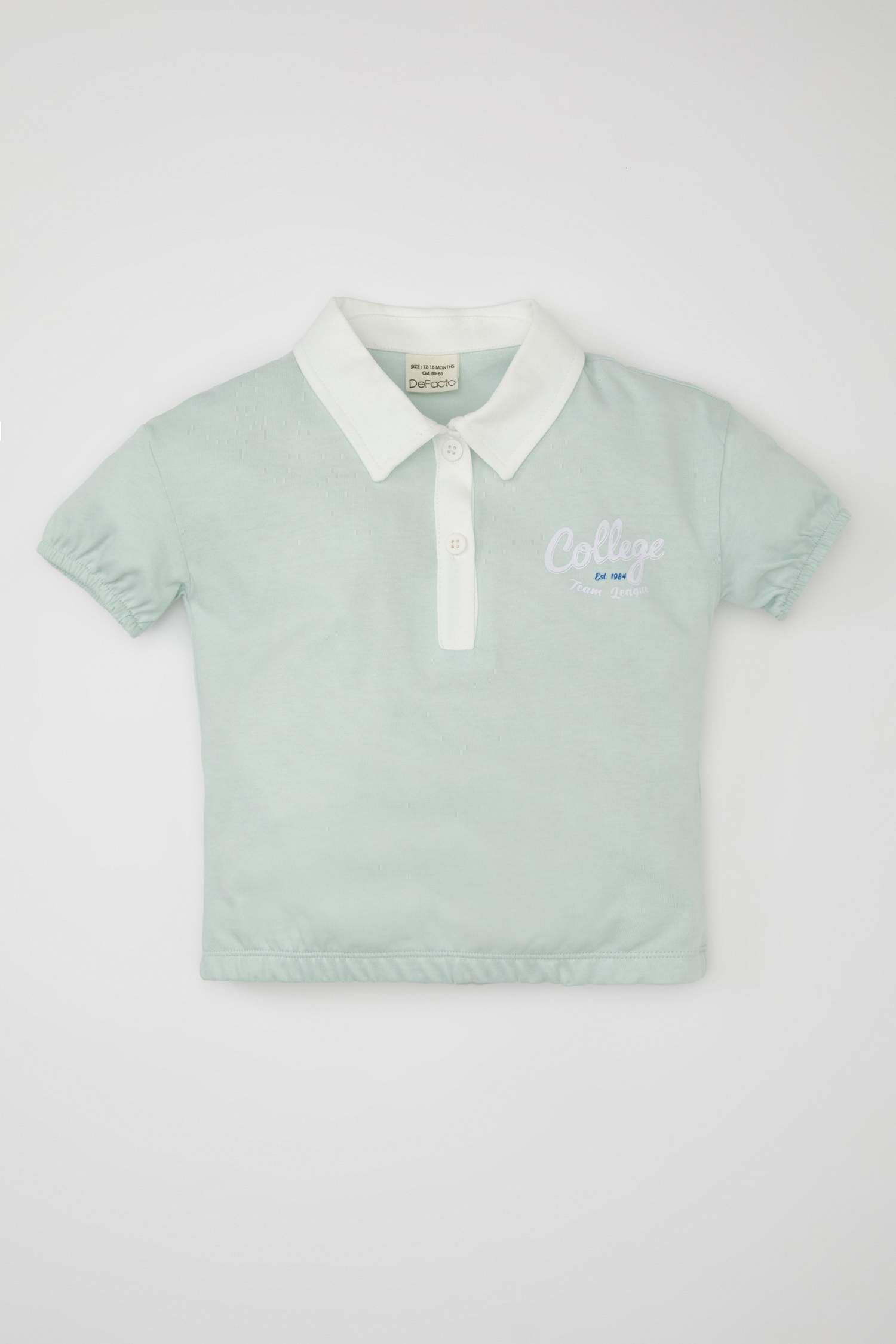 Baby Girl Regular Fit Shirt Collar Slogan Printed T-Shirt