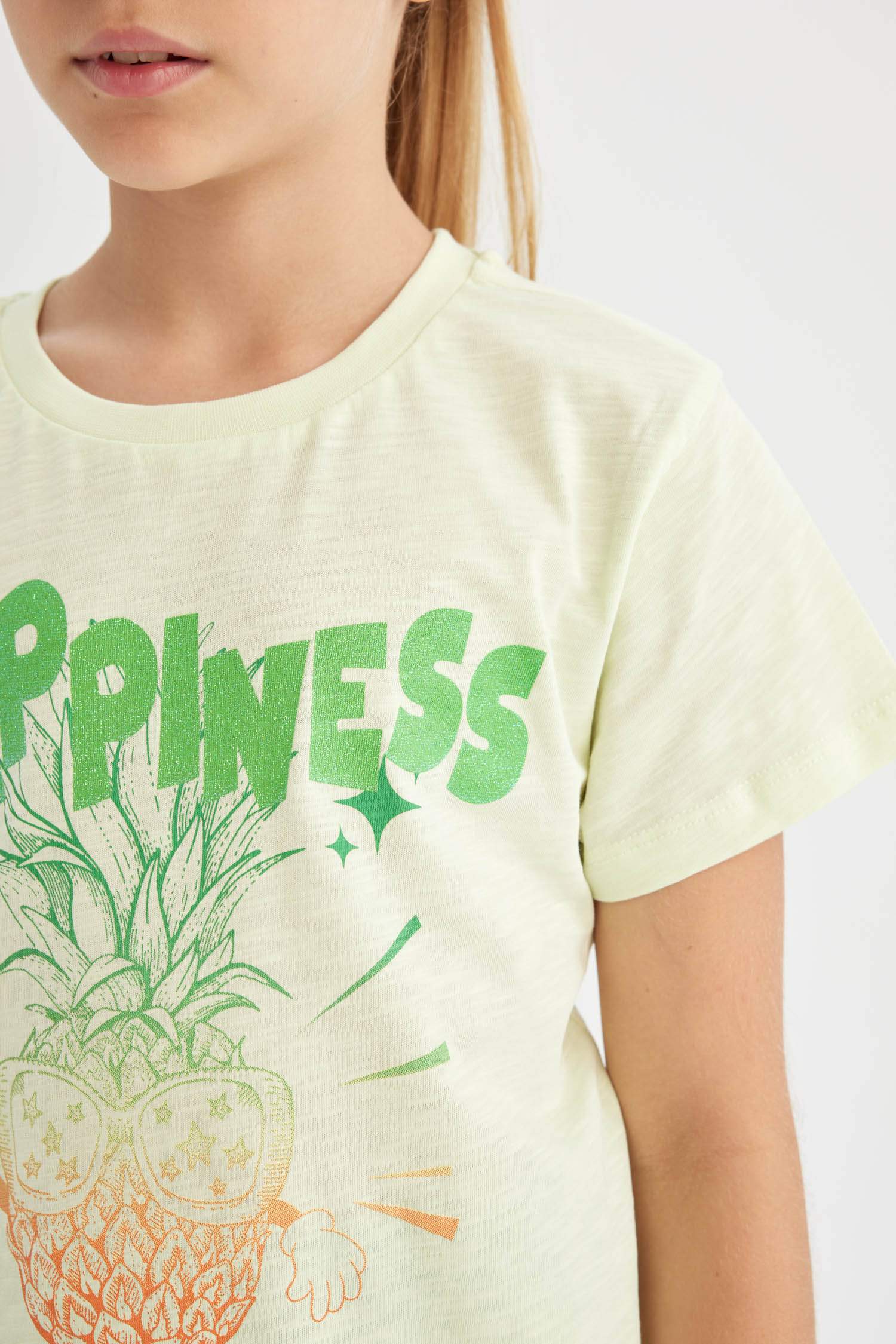 Girl Crew Neck Printed Short Sleeve T-Shirt