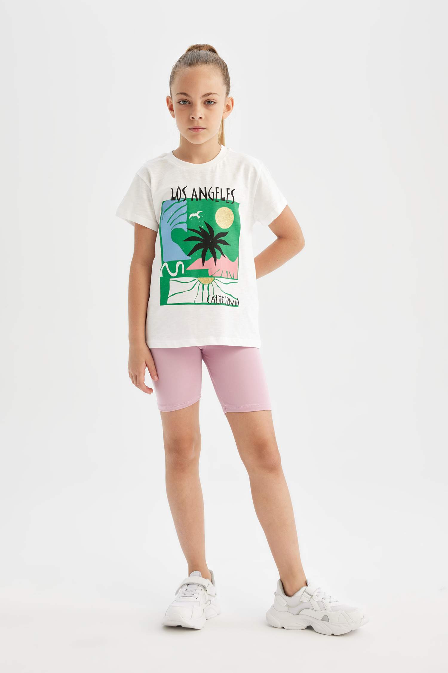 Girl Crew Neck Printed Short Sleeve T-Shirt