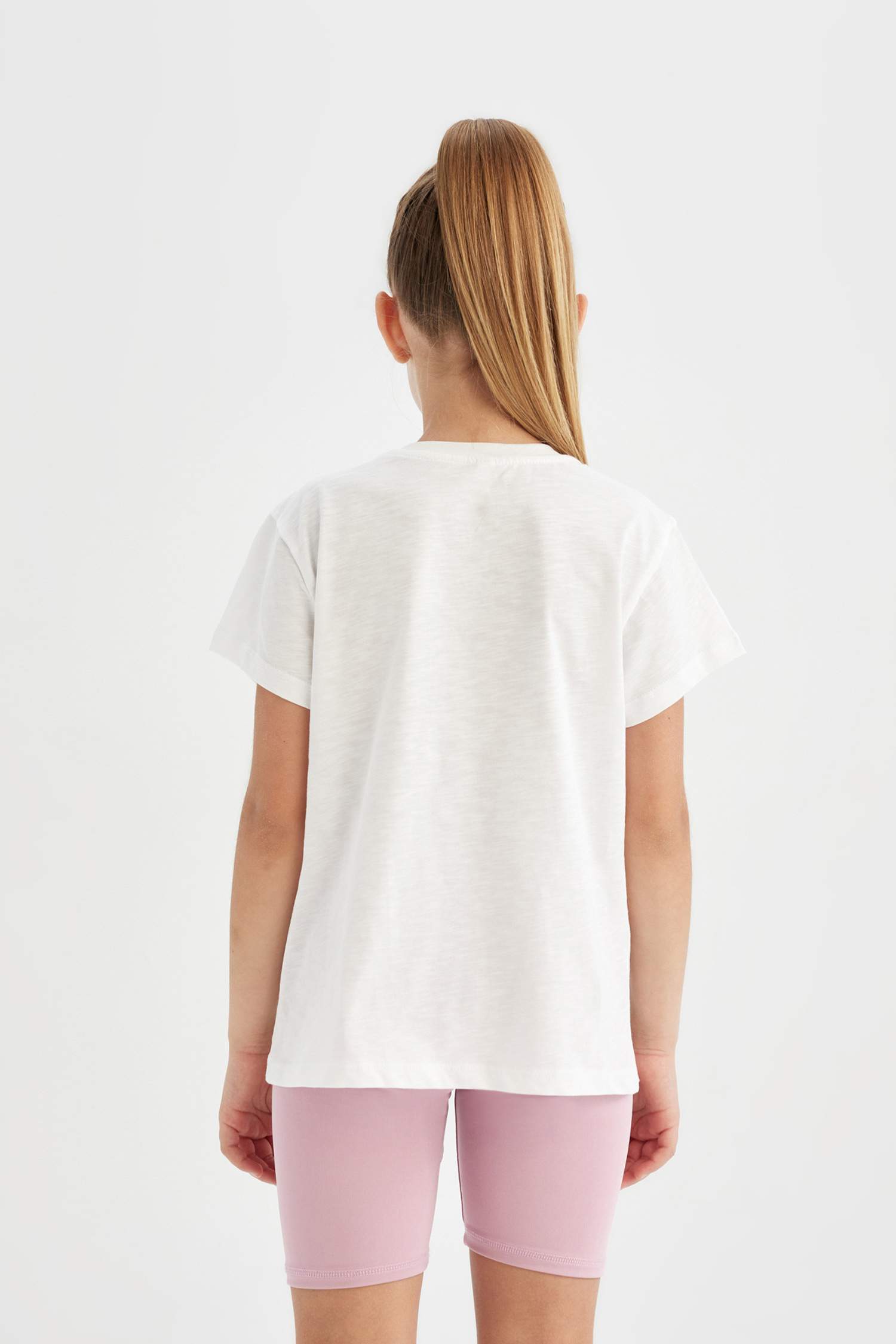 Girl Crew Neck Printed Short Sleeve T-Shirt