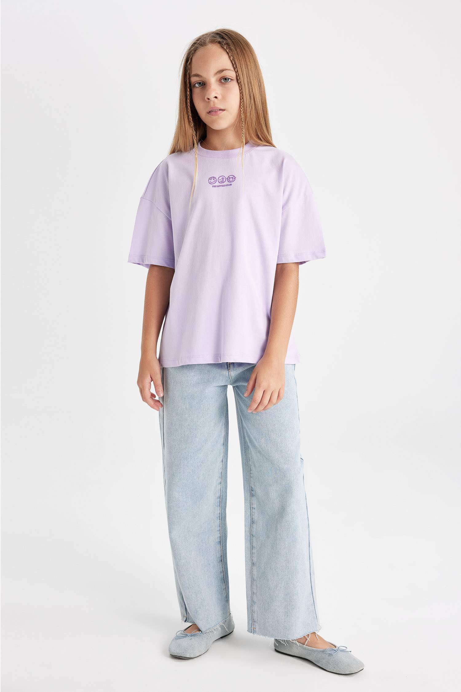 Girl Oversize Fit Crew Neck Printed Short Sleeve T-Shirt