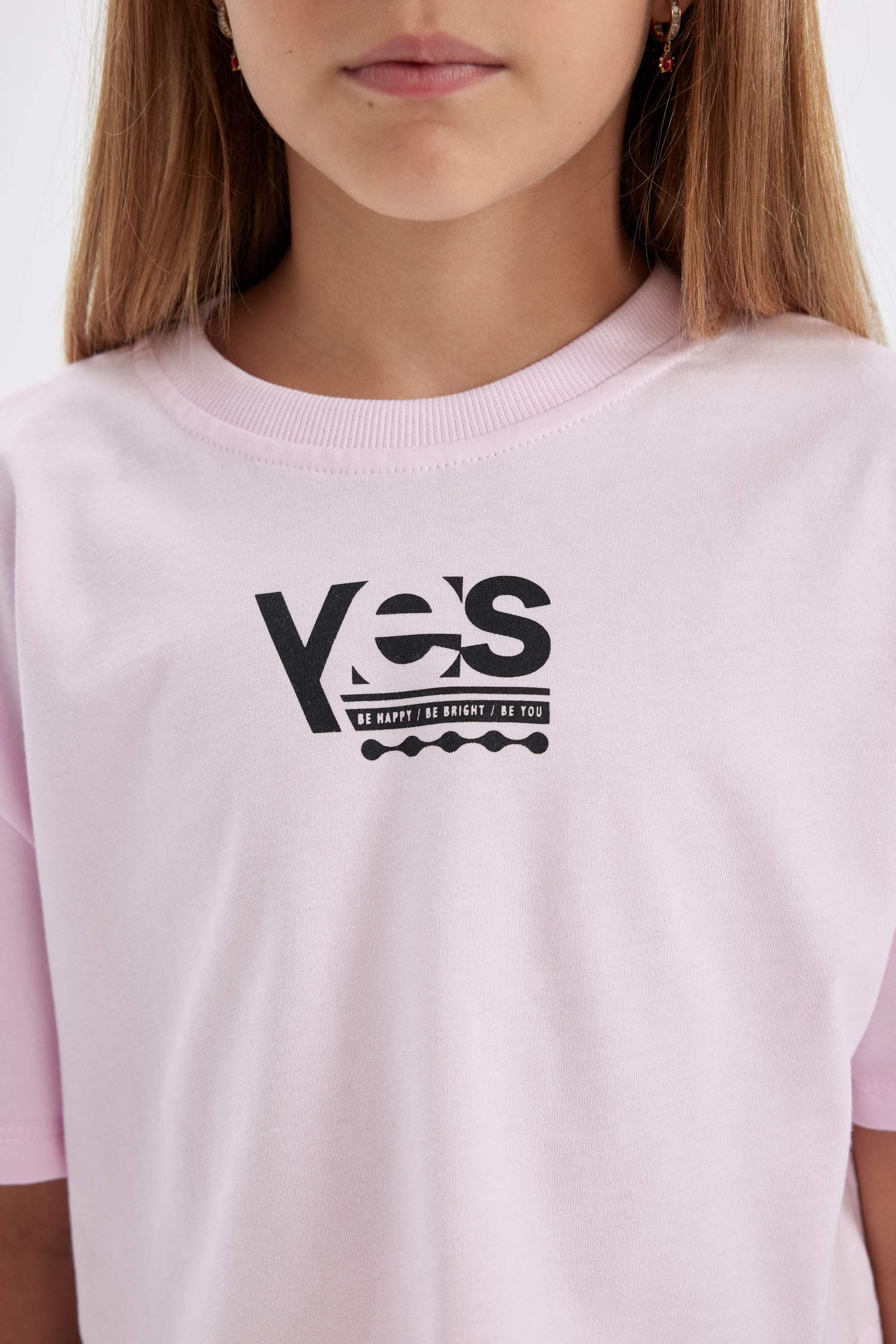 Girl Crew Neck Printed Crop T-Shirt