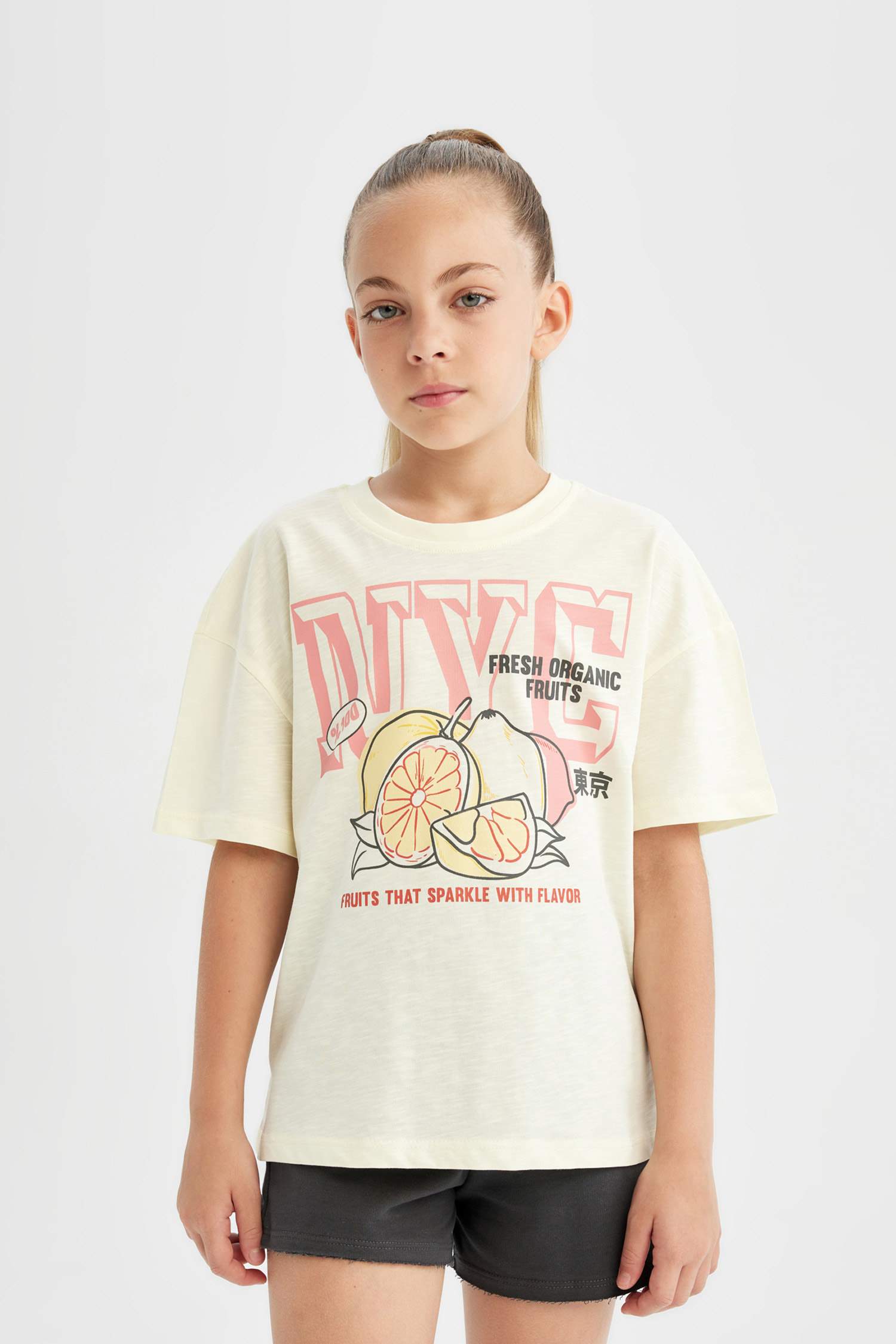 Girl Relax Fit Crew Neck Printed T-Shirt