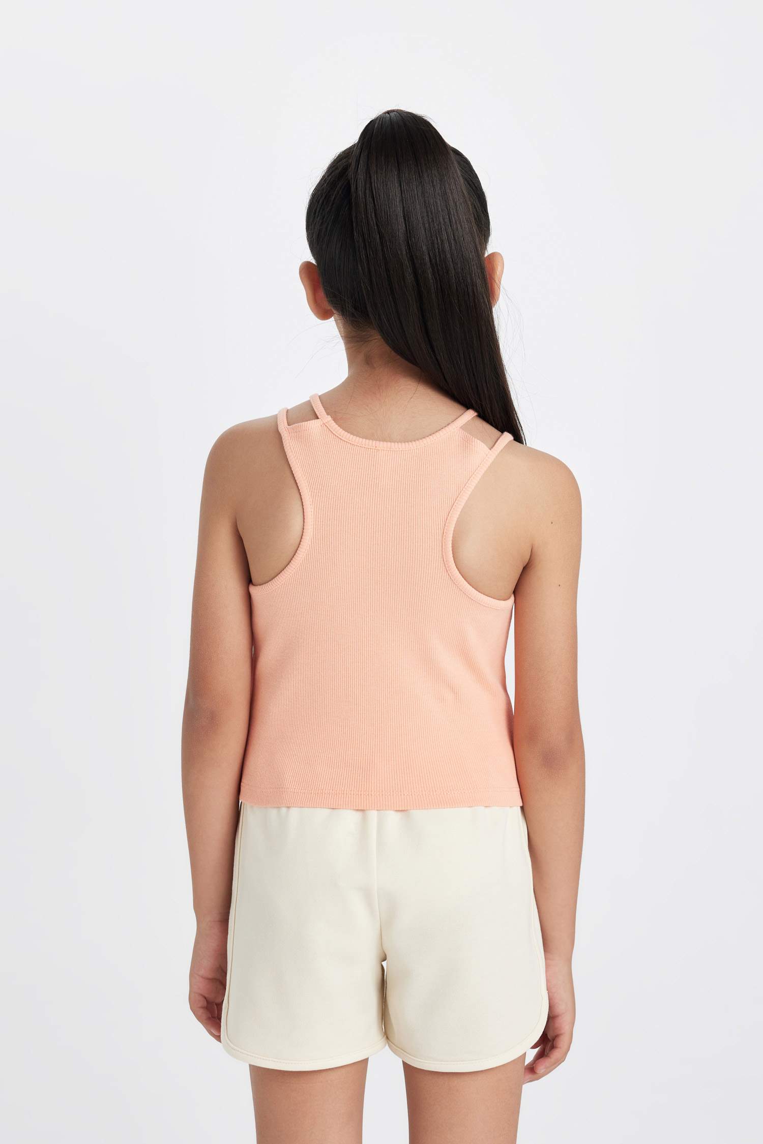 Kız Çocuk Bisiklet Yaka Basic Düz Atlet