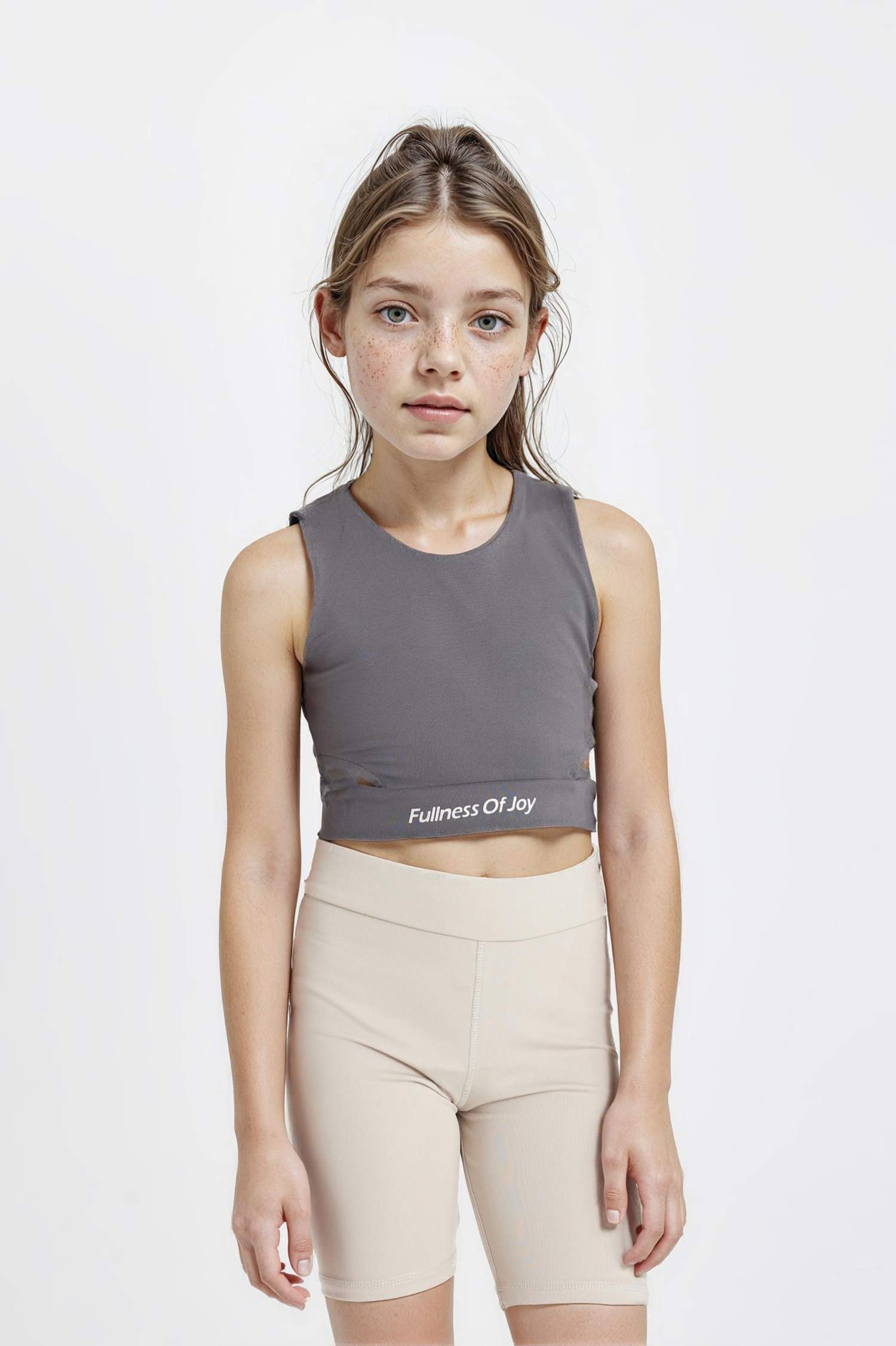 كروب توب بناتي رياضي بدون ردن بياخة مستديرة