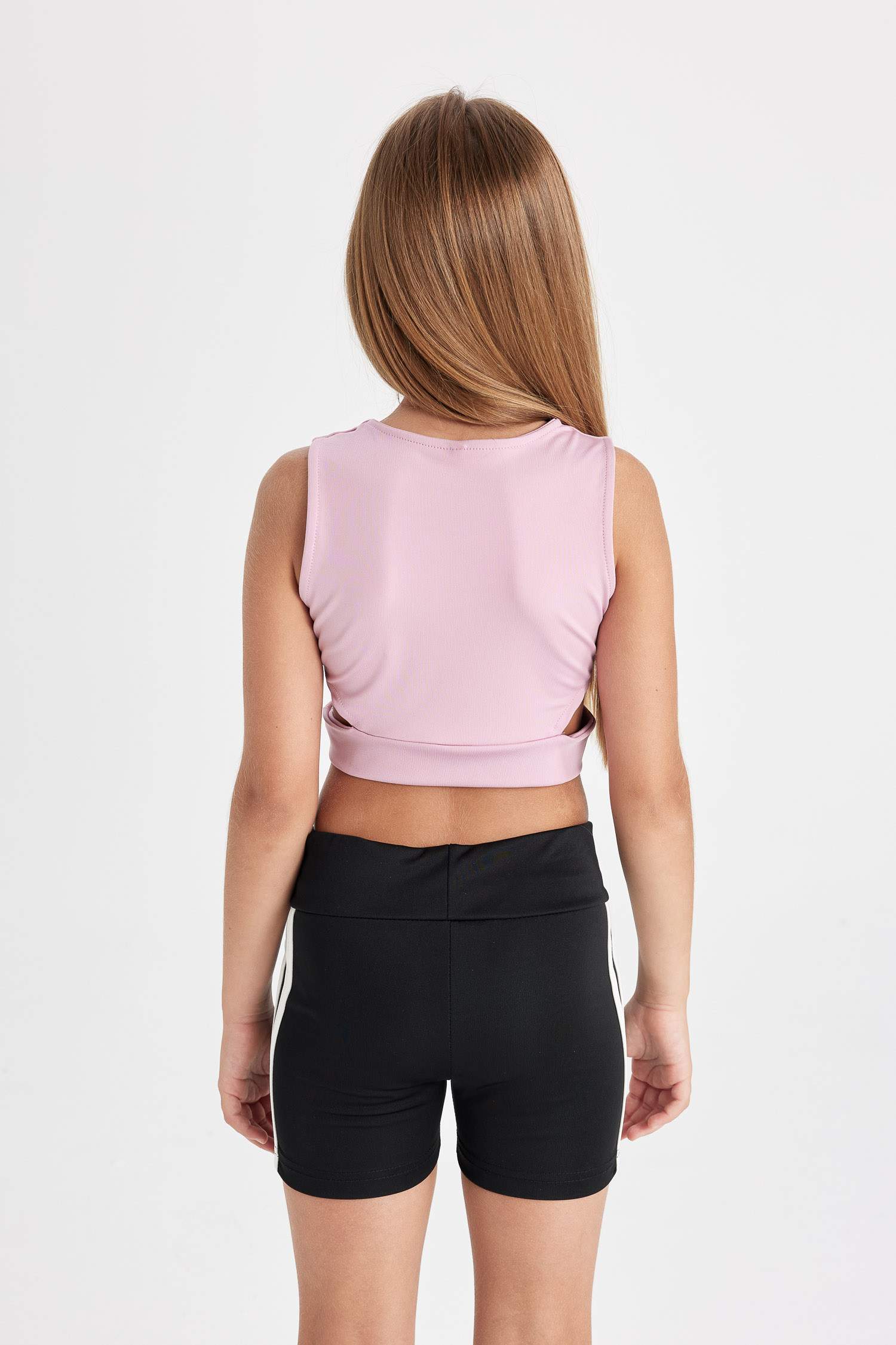 Girl Crew Neck Sports Printed Crop Top