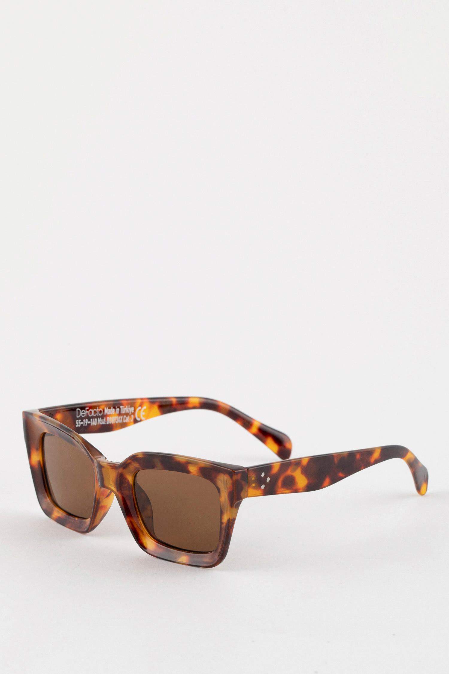 Kadın Leopar Desenli Kare Güneş Gözlüğü